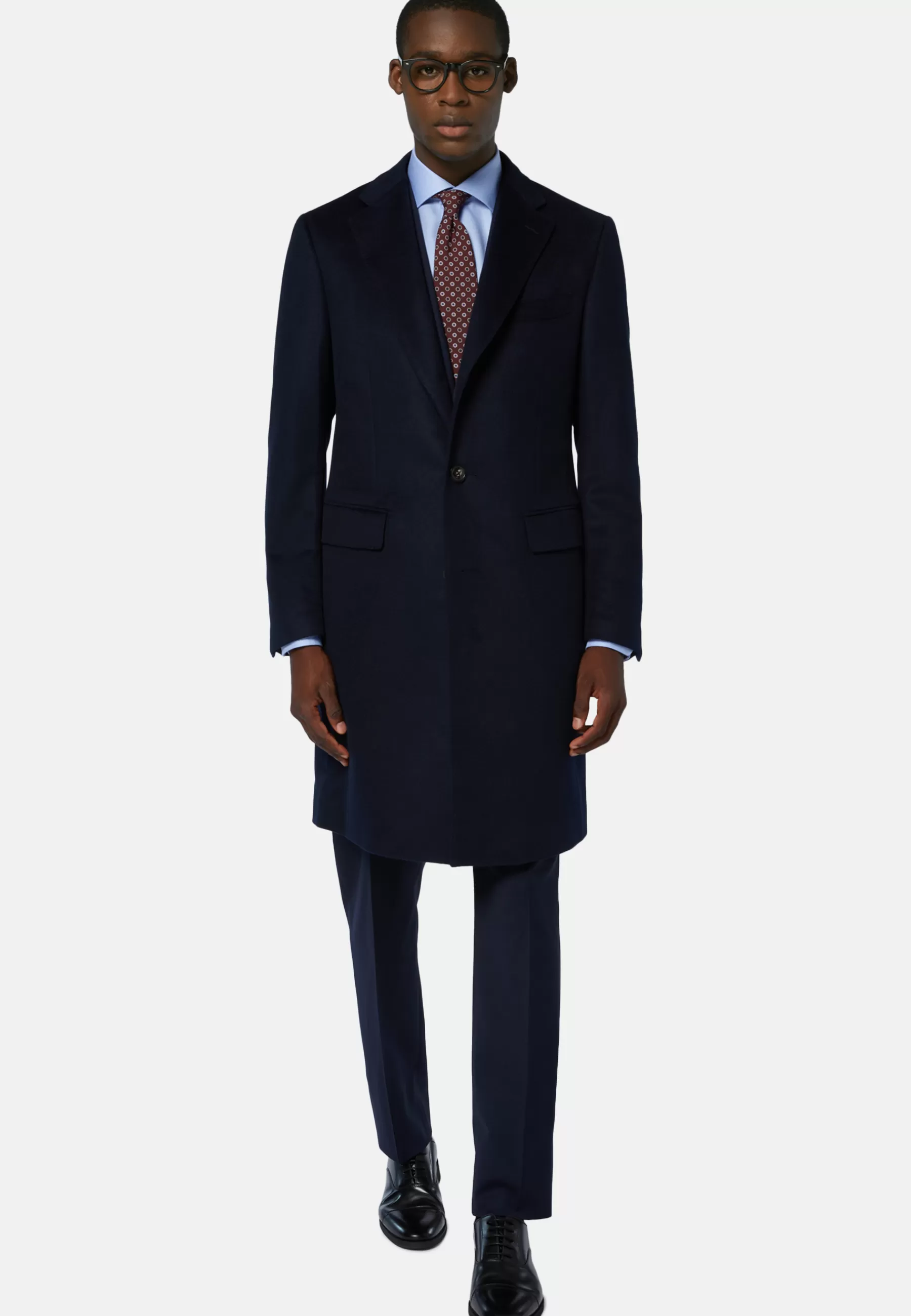 Coats^Boggi Milano Single-Breasted Cashmere and Wool Coat Navy blue