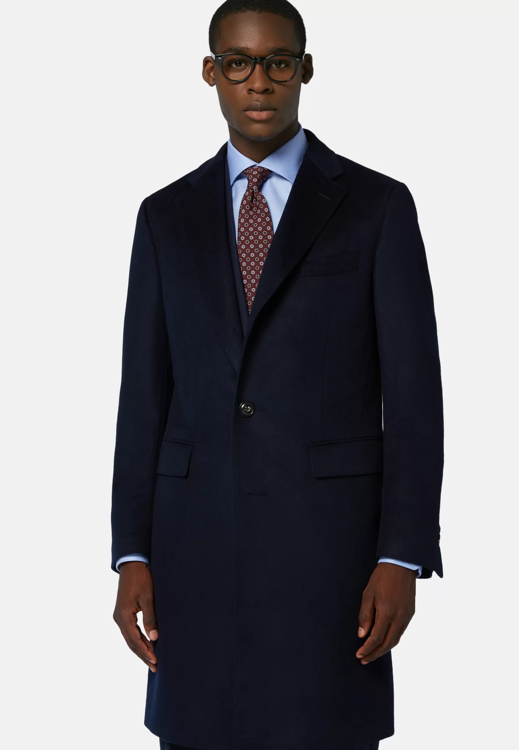 Coats^Boggi Milano Single-Breasted Cashmere and Wool Coat Navy blue