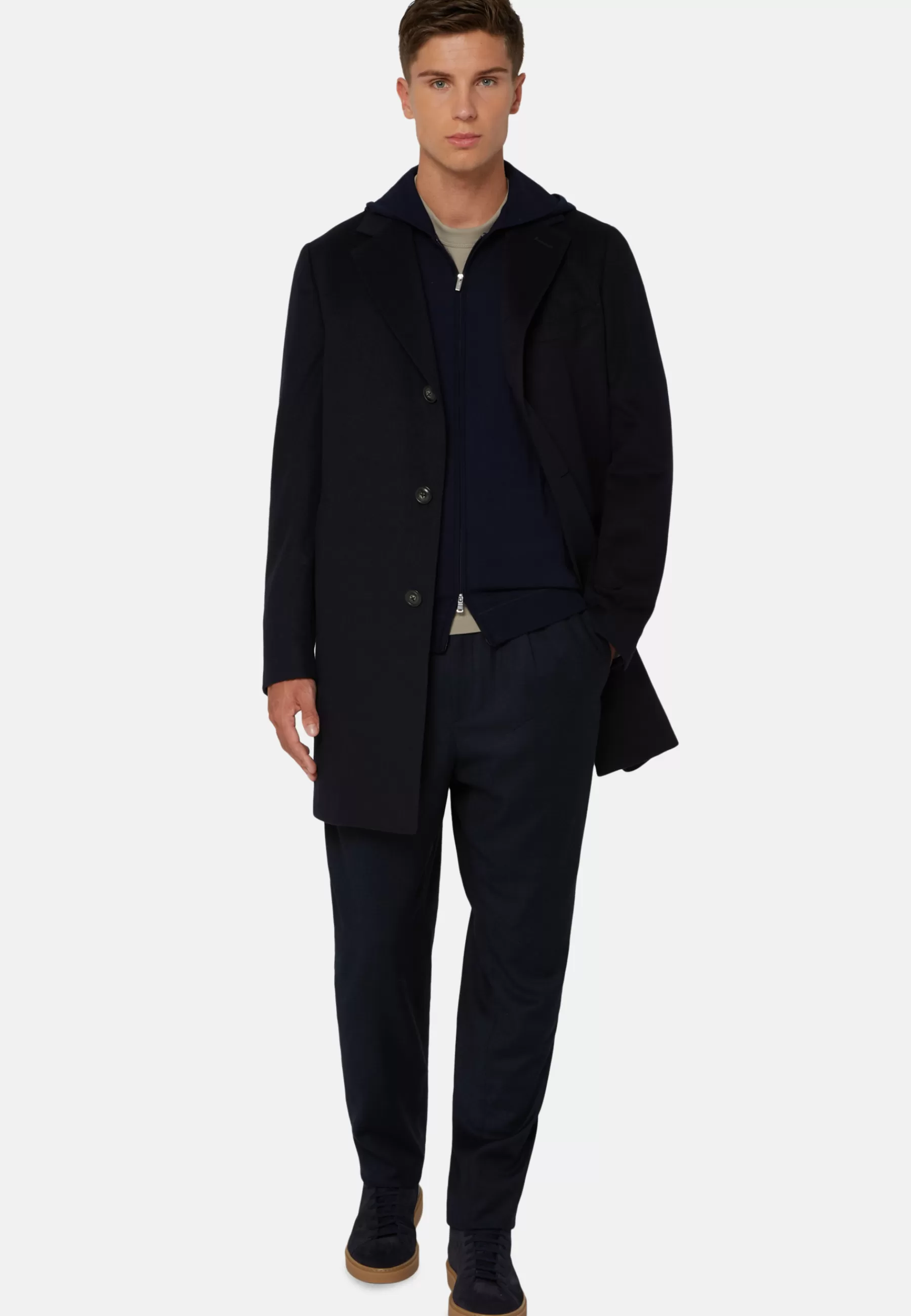 Coats^Boggi Milano Single-breasted coat in pure cashmere Navy blue