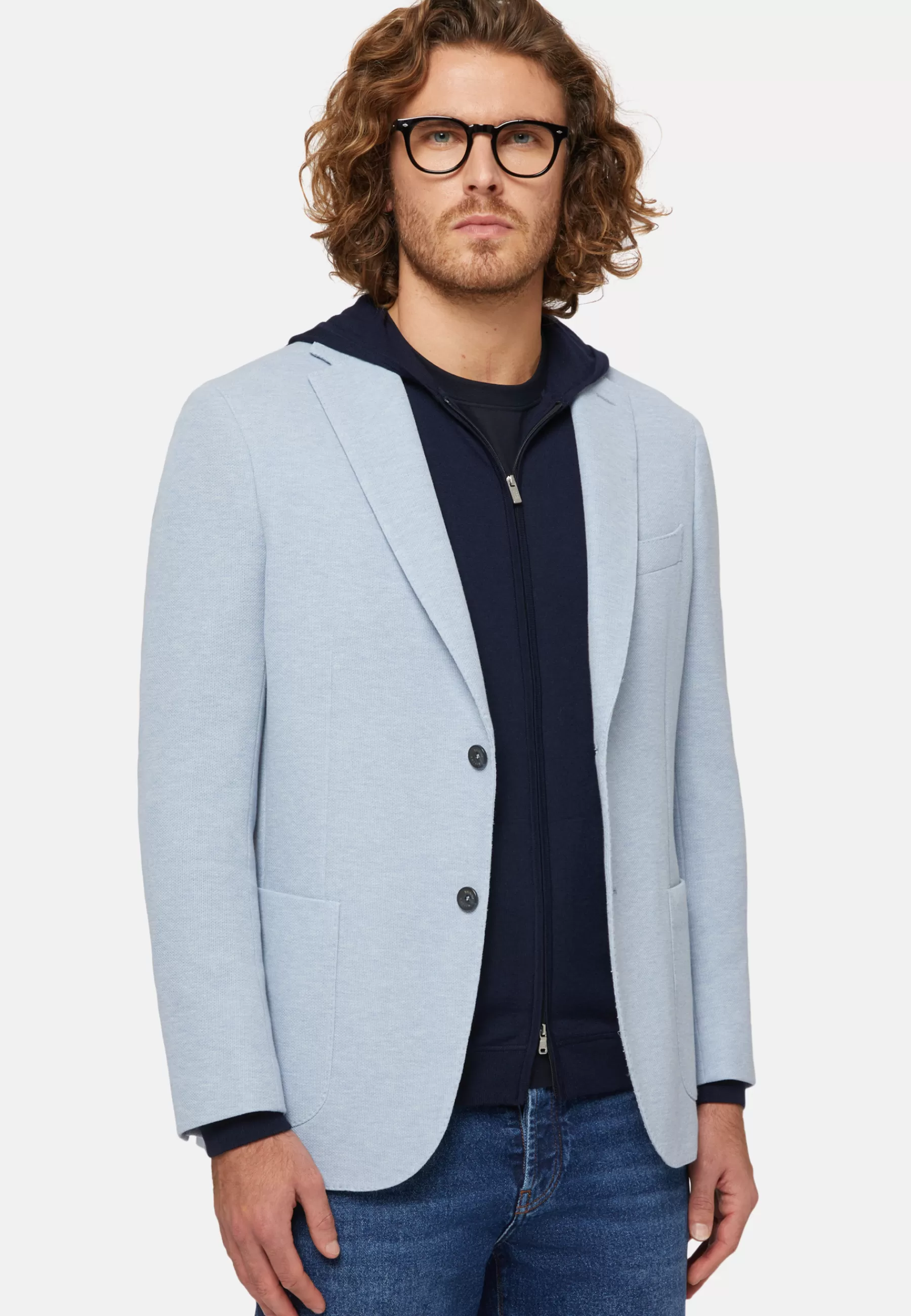 Blazers^Boggi Milano Sky Blue B-Jersey Cotton Jacket Light Blue