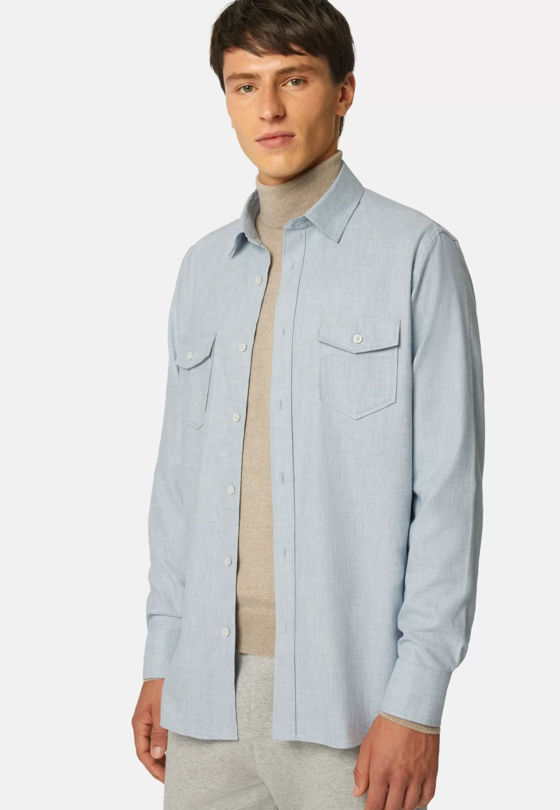 Casual Shirts^Boggi Milano Sky Blue Cotton Tencel Shirt Regular Fit Light Blue