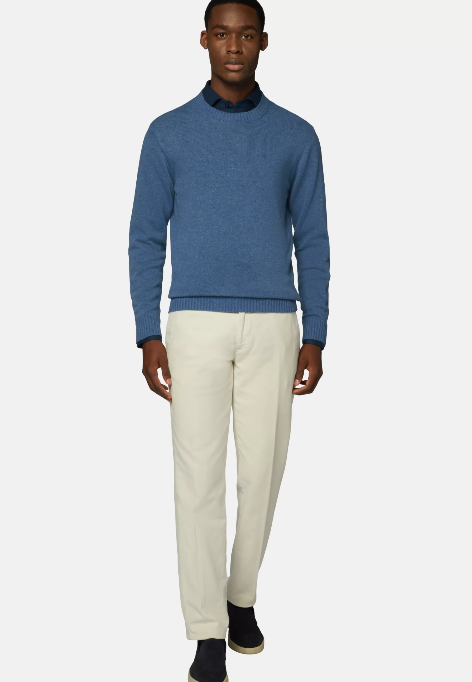 Knitwear^Boggi Milano Sky Blue Crew Neck Jumper In a Cashmere Blend Light Blu