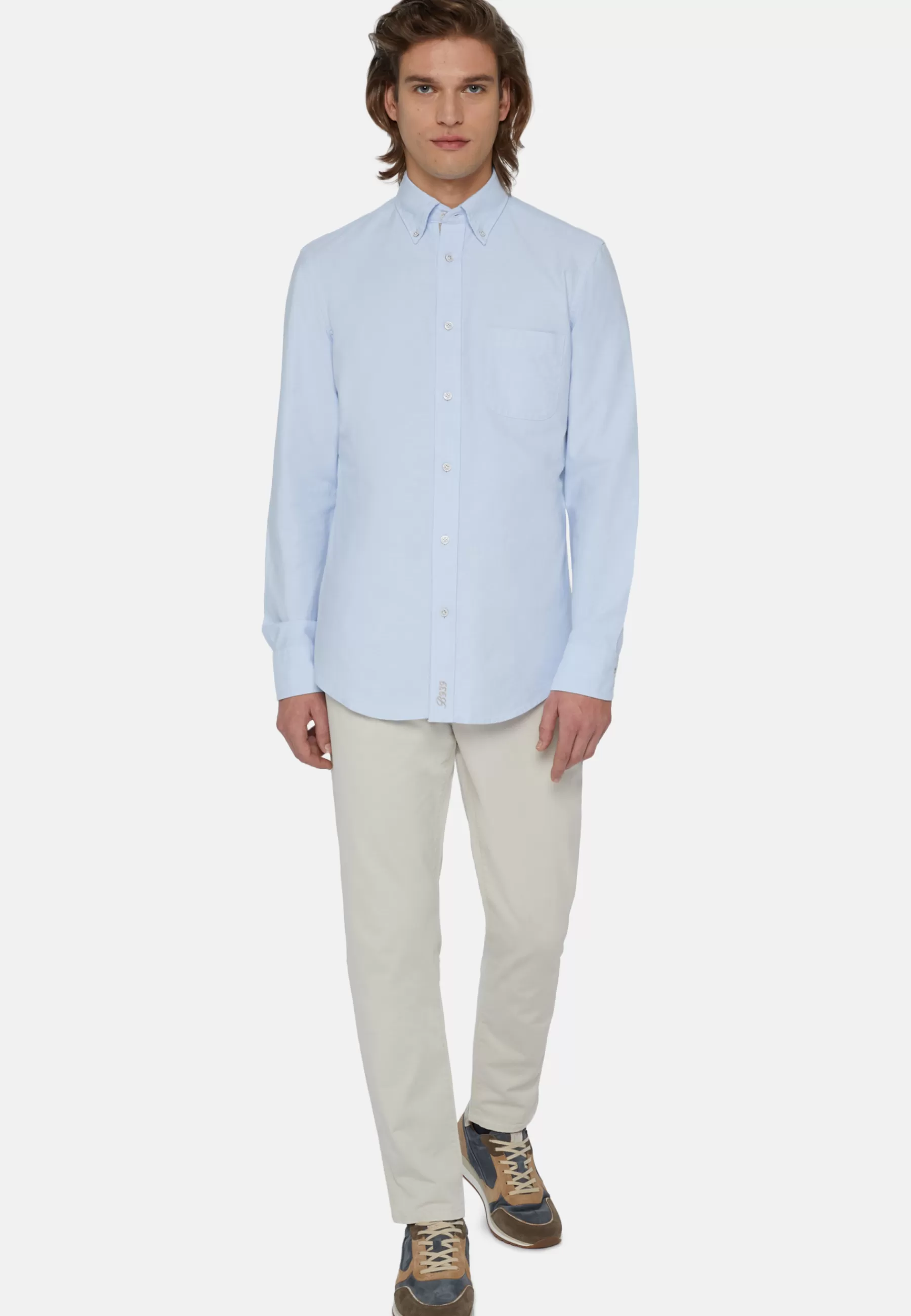 Casual Shirts^Boggi Milano Sky Blue Shirt In Organic Oxford Cotton, Regular Light Blue