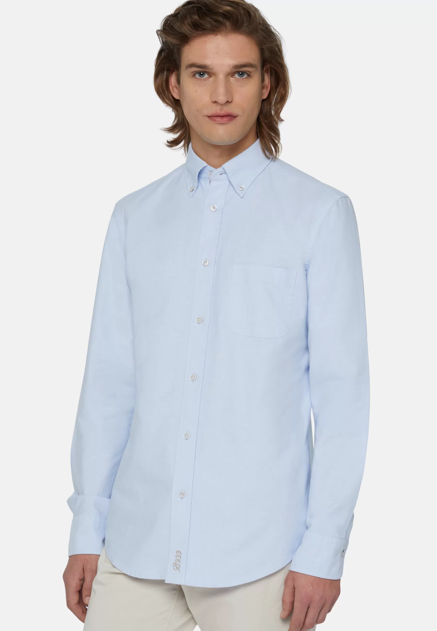 Casual Shirts^Boggi Milano Sky Blue Shirt In Organic Oxford Cotton, Regular Light Blue