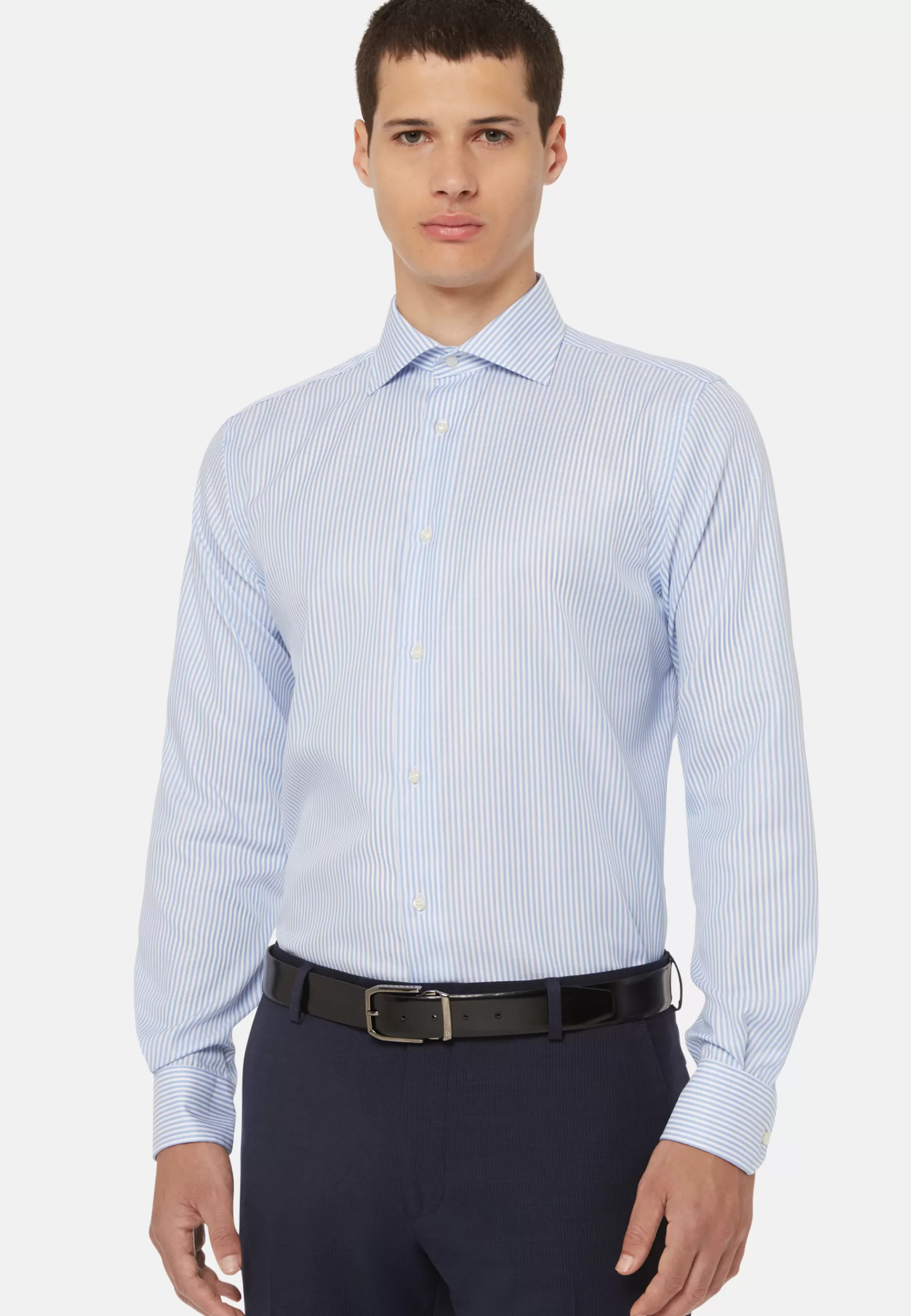 Dress Shirts^Boggi Milano Sky Blue Striped Cotton Twill Shirt Regular Fit Light Blue