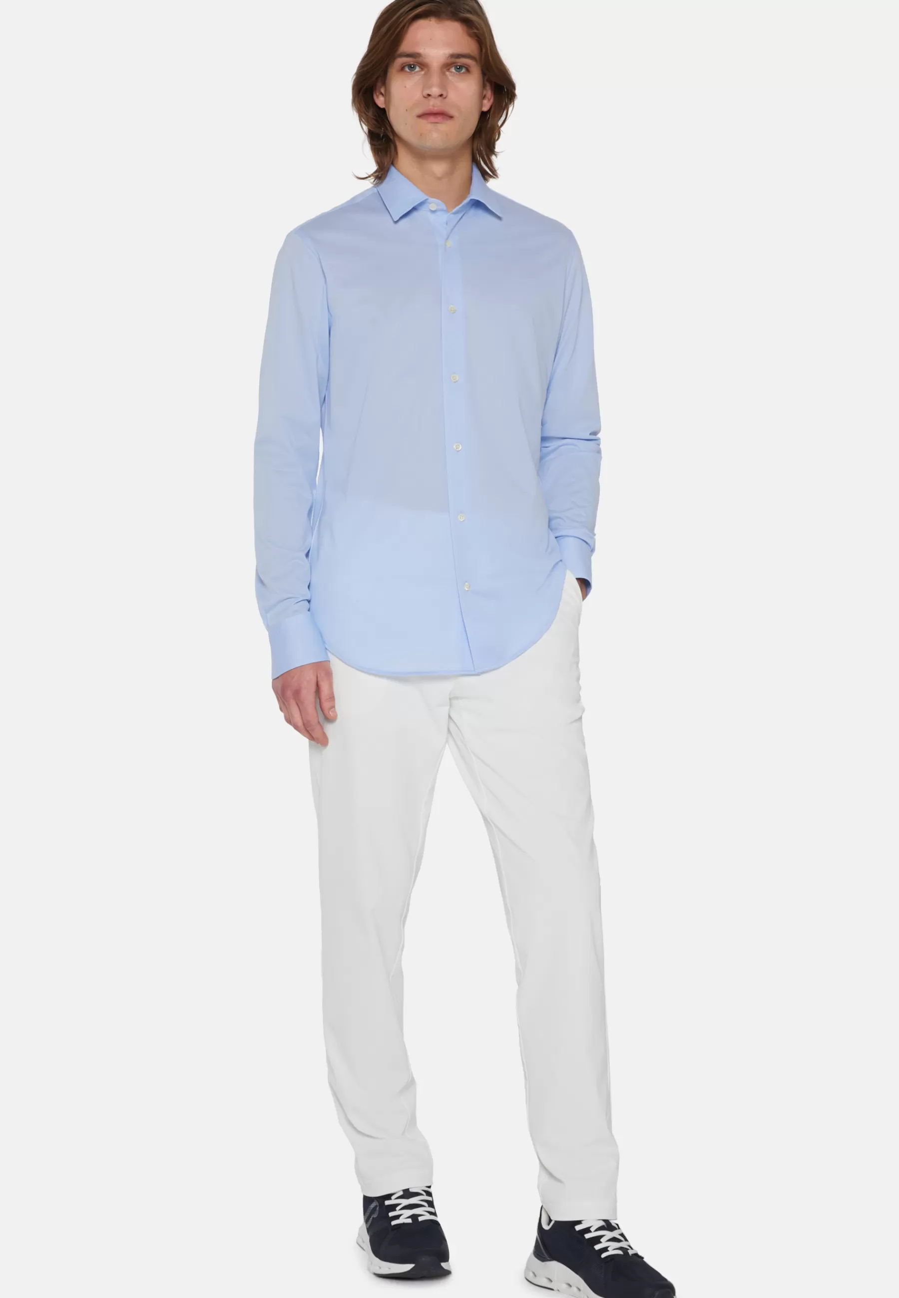 Casual Shirts^Boggi Milano Slim Fit Blue Shirt in Cotton and COOLMAX® Light Blue