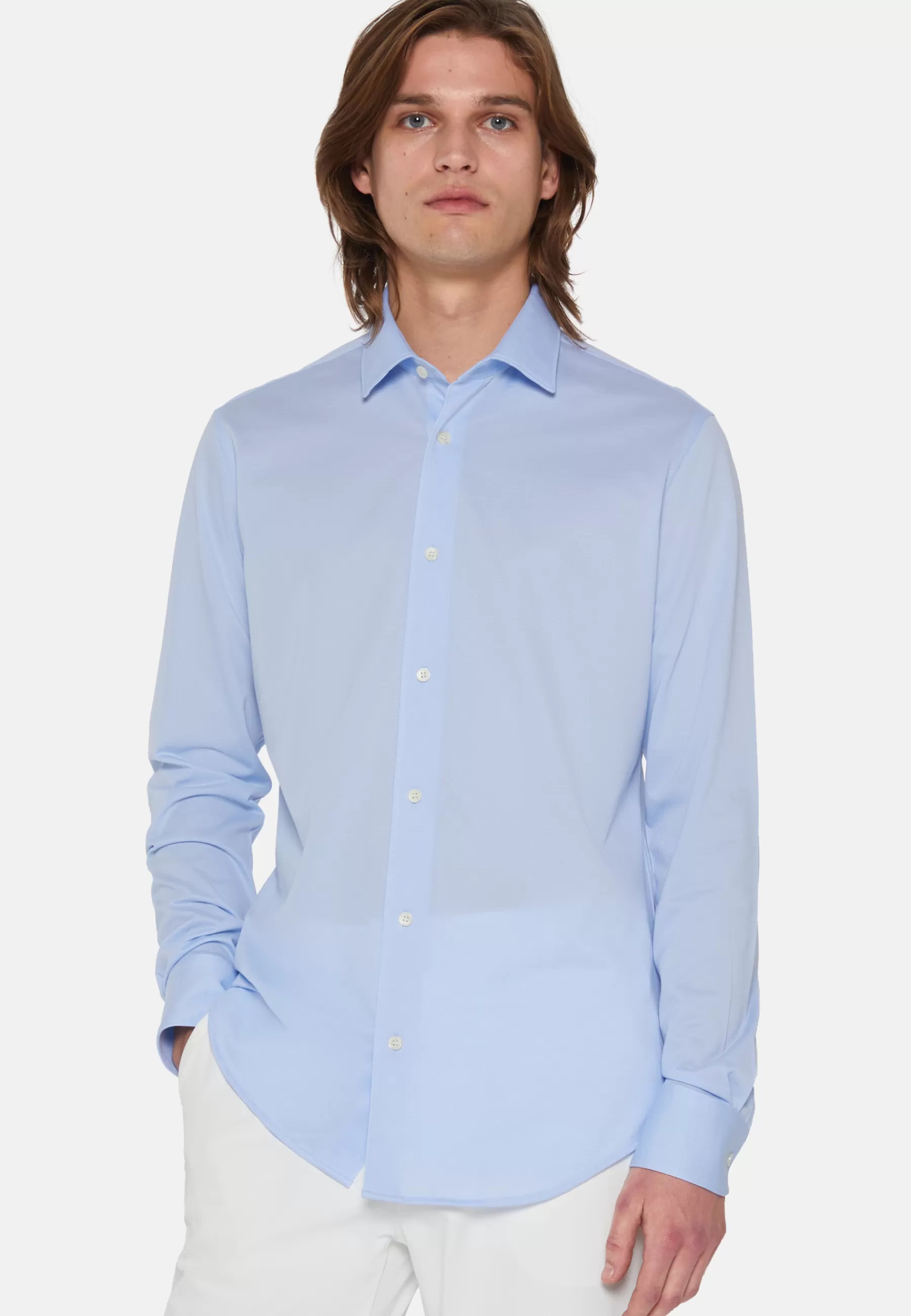 Casual Shirts^Boggi Milano Slim Fit Blue Shirt in Cotton and COOLMAX® Light Blue