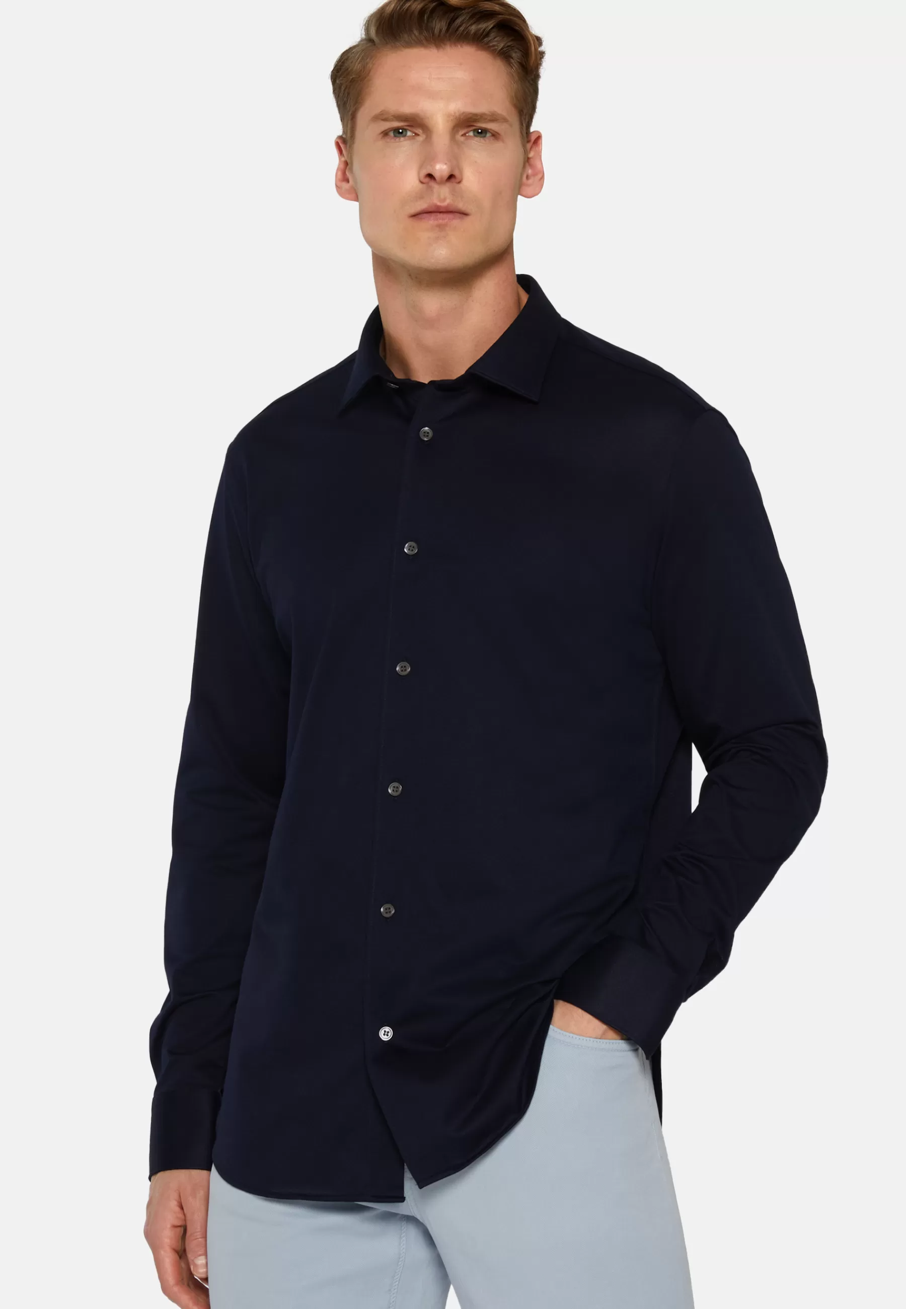 Casual Shirts^Boggi Milano Slim Fit Navy Shirt in Cotton and COOLMAX® Navy blue