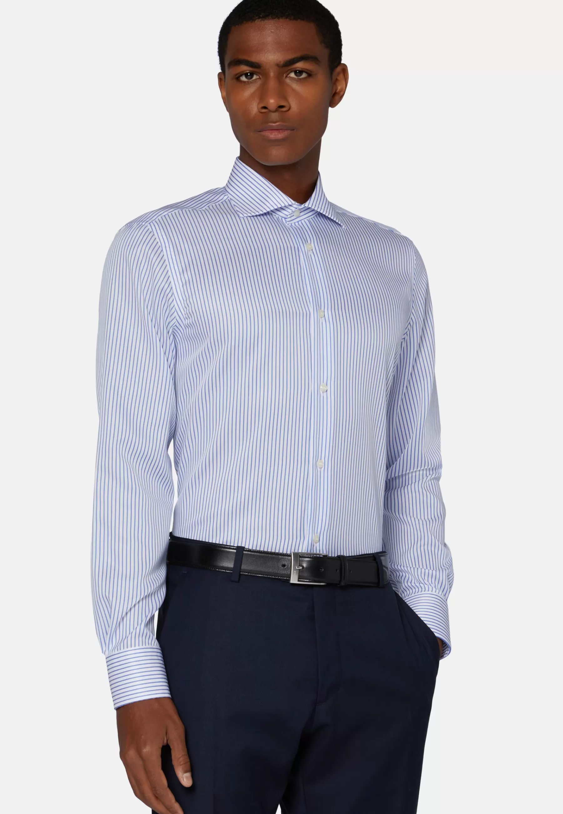 Dress Shirts^Boggi Milano Slim Fit Royal Striped Cotton Twill Shirt Bluette