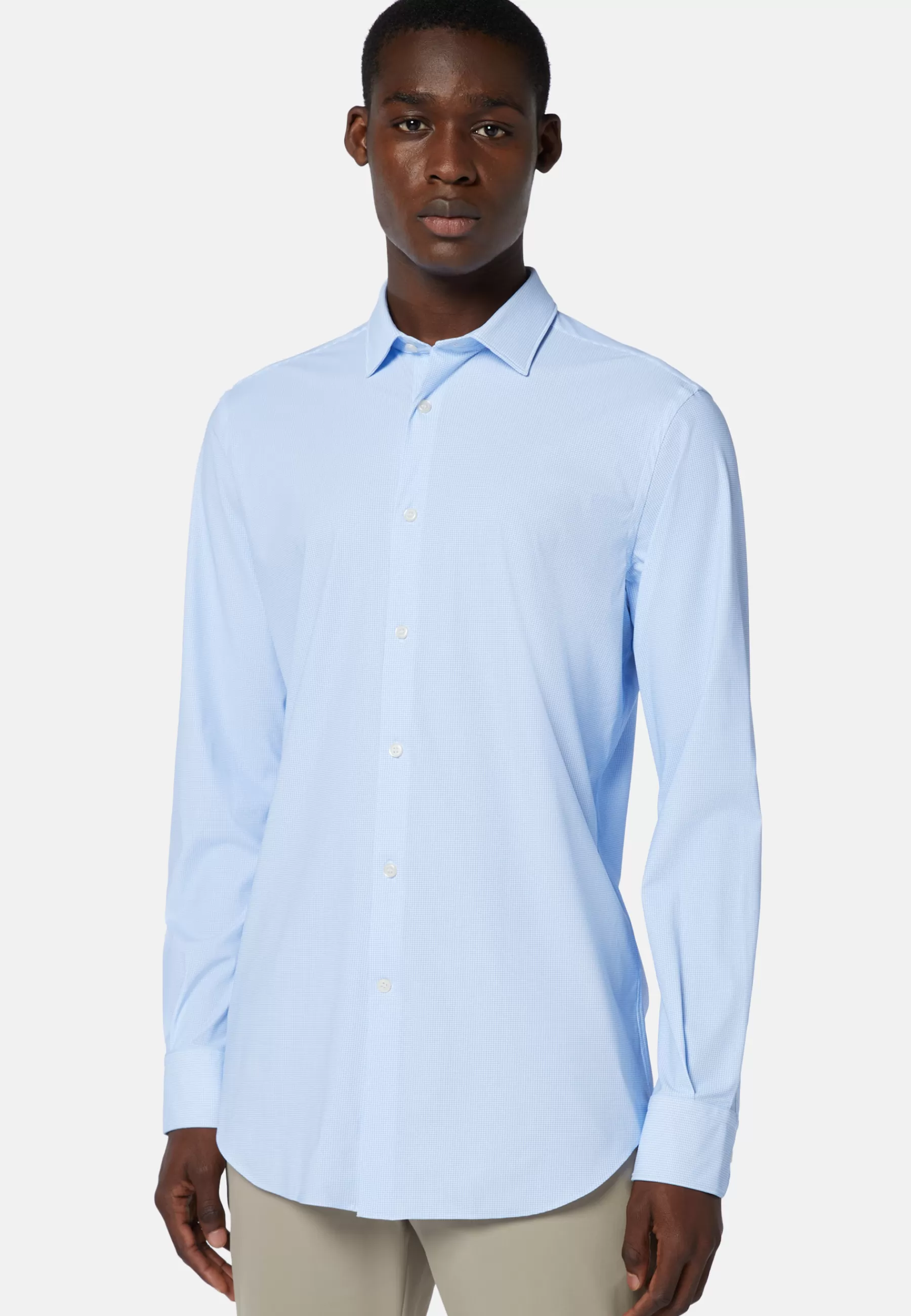 Casual Shirts^Boggi Milano Slim Fit Sky Blue Shirt in Stretch Nylon Light Blue