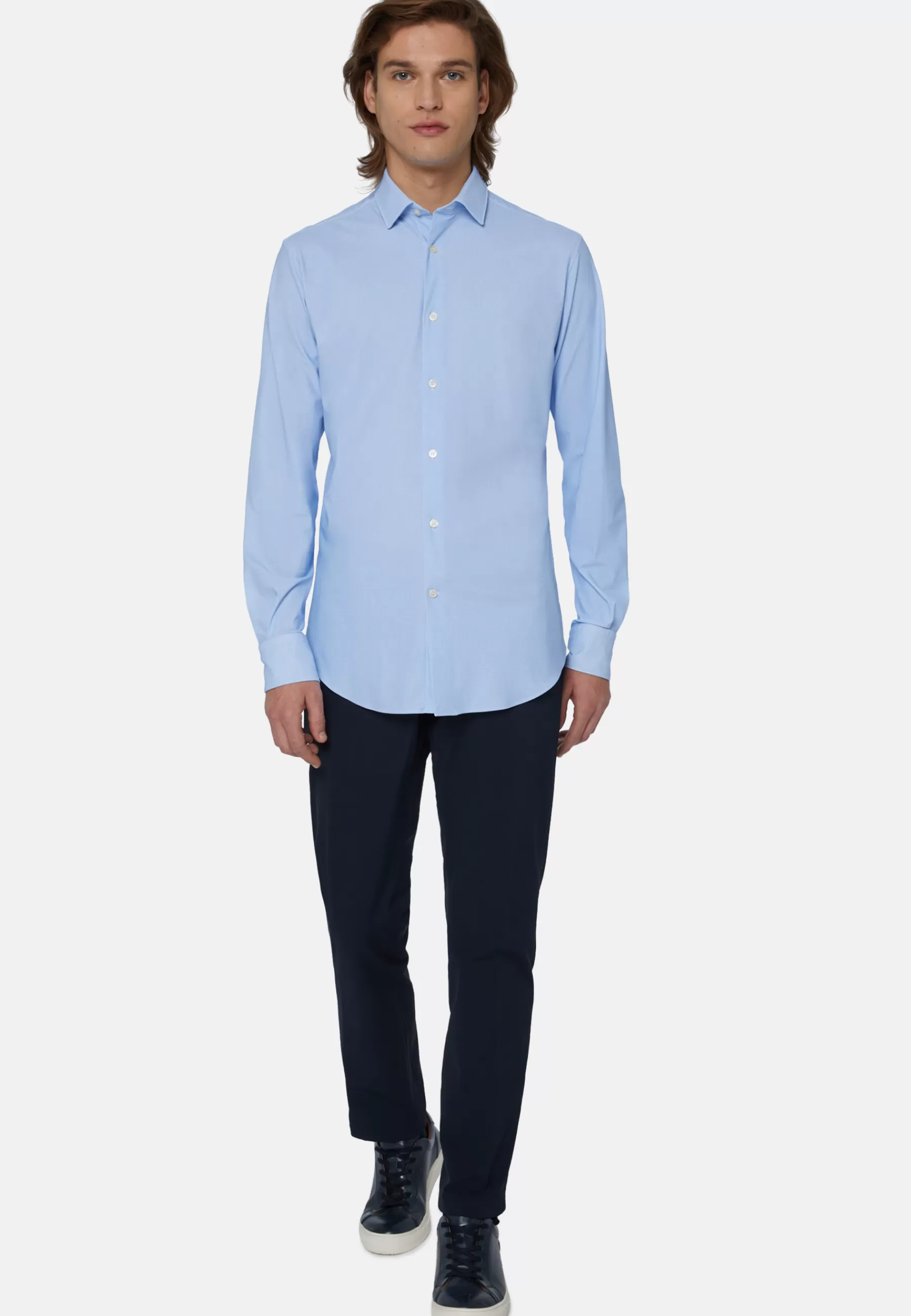 Casual Shirts^Boggi Milano Slim Fit Sky Blue Shirt in Stretch Nylon Light Blue