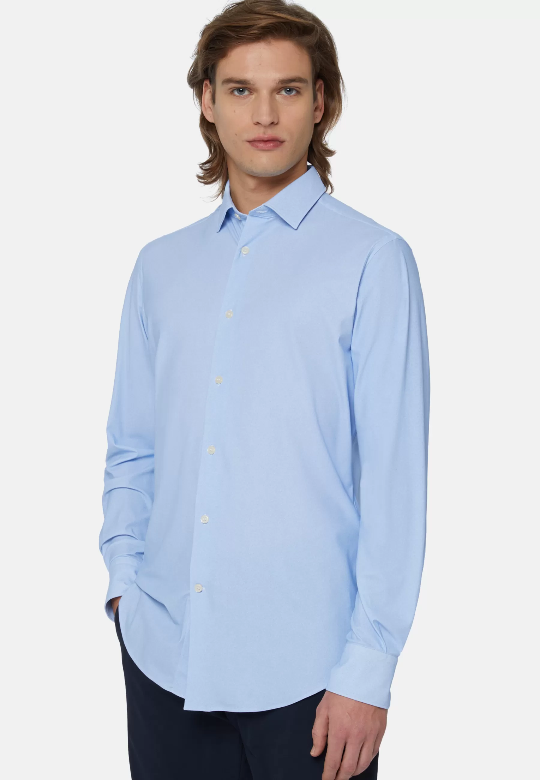 Casual Shirts^Boggi Milano Slim Fit Sky Blue Shirt in Stretch Nylon Light Blue