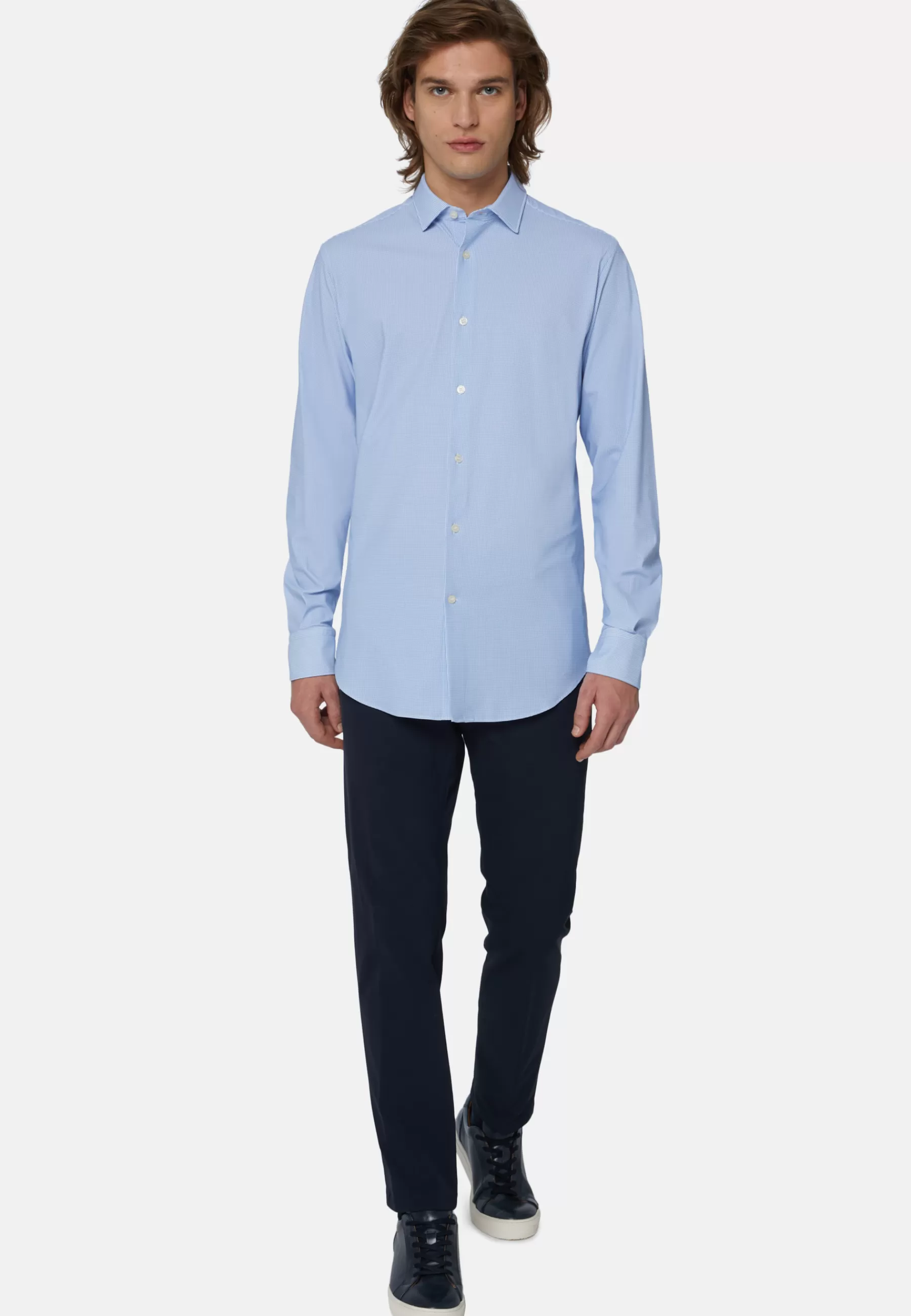 Casual Shirts^Boggi Milano Slim Fit Sky Blue Shirt in Stretch Nylon Light Blue