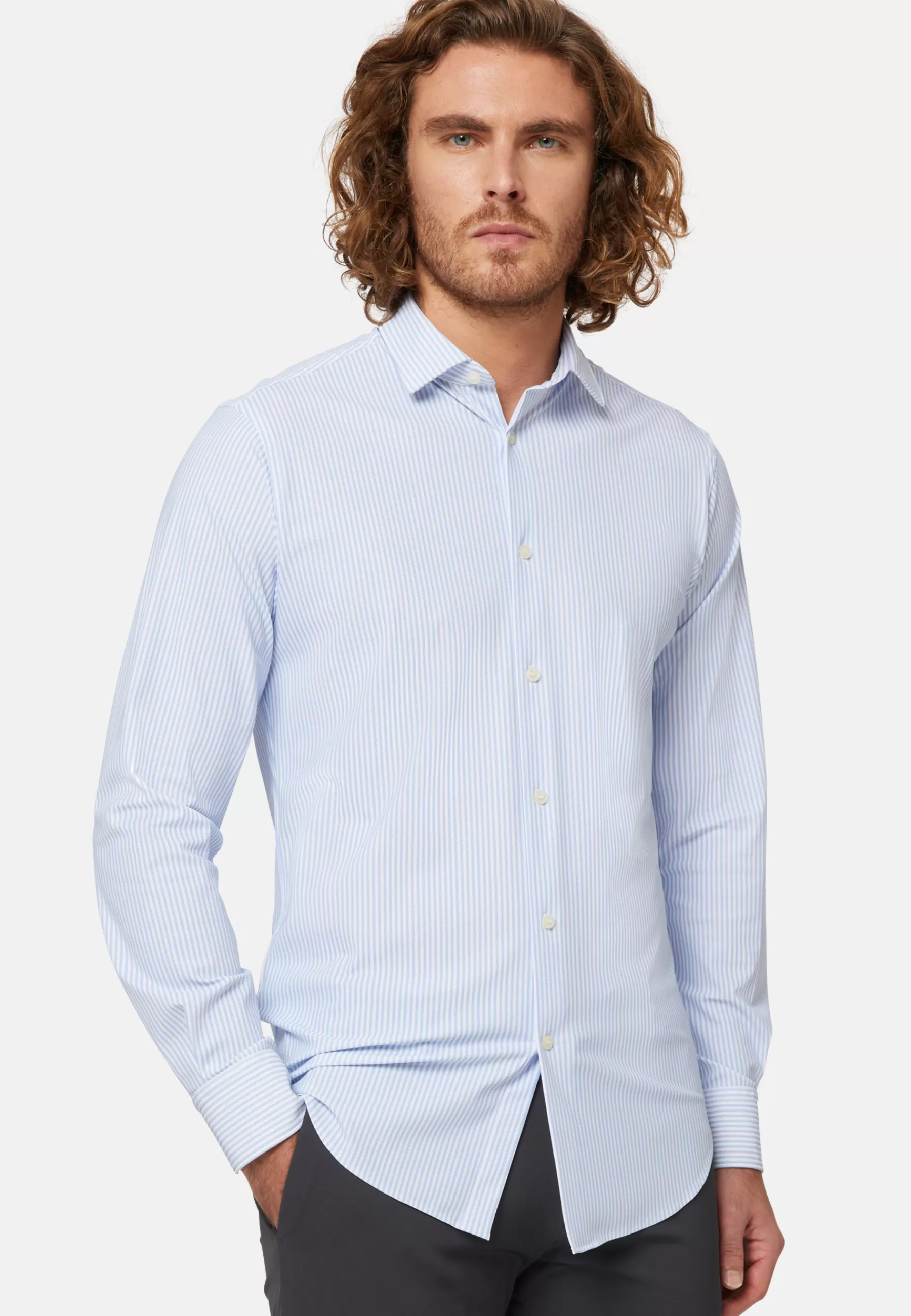 Casual Shirts^Boggi Milano Slim Fit Sky Blue Shirt in Stretch Nylon Light Blue