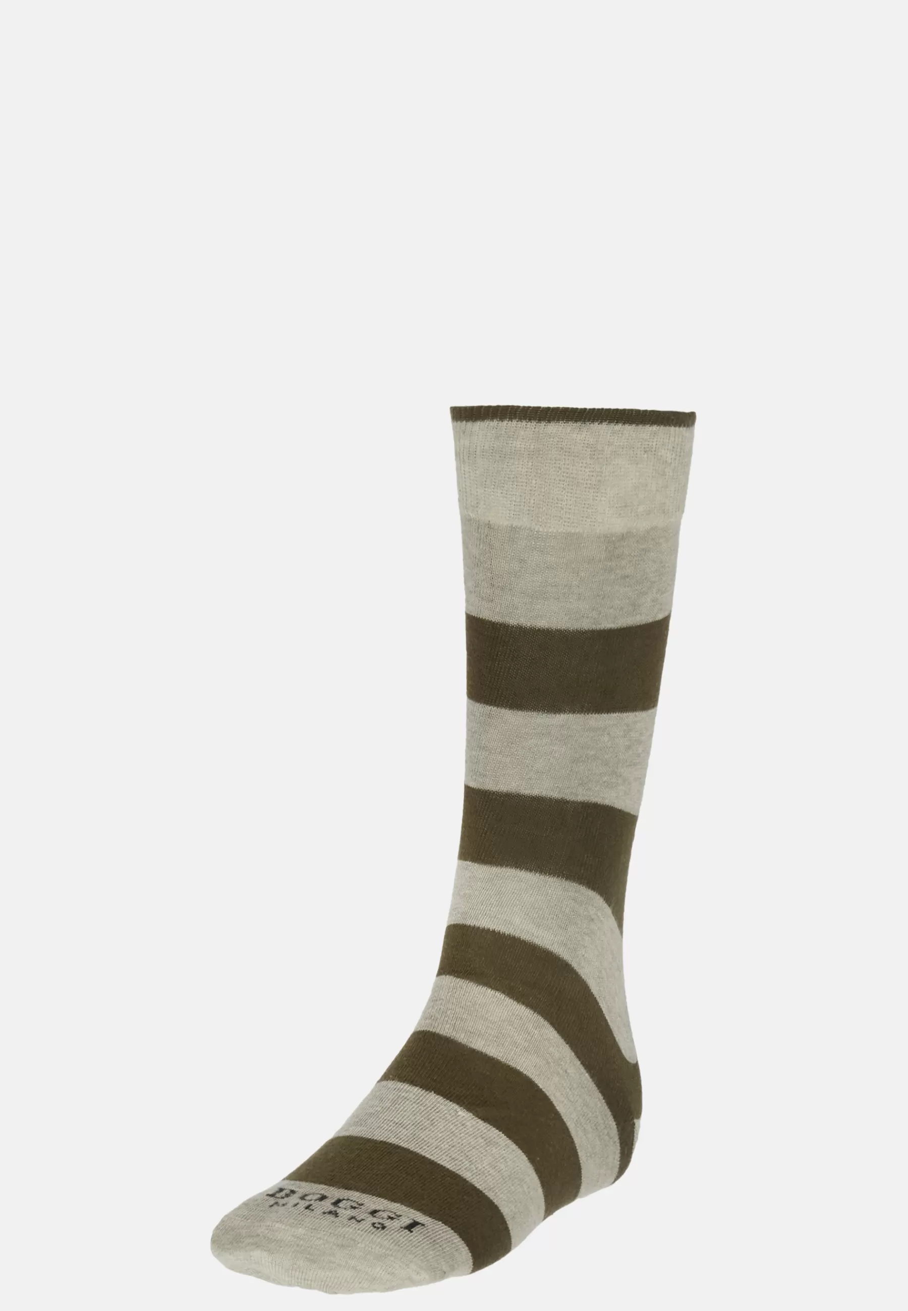 Socks^Boggi Milano Socks with Macro Striped Pattern in Cotton Blend Light grey