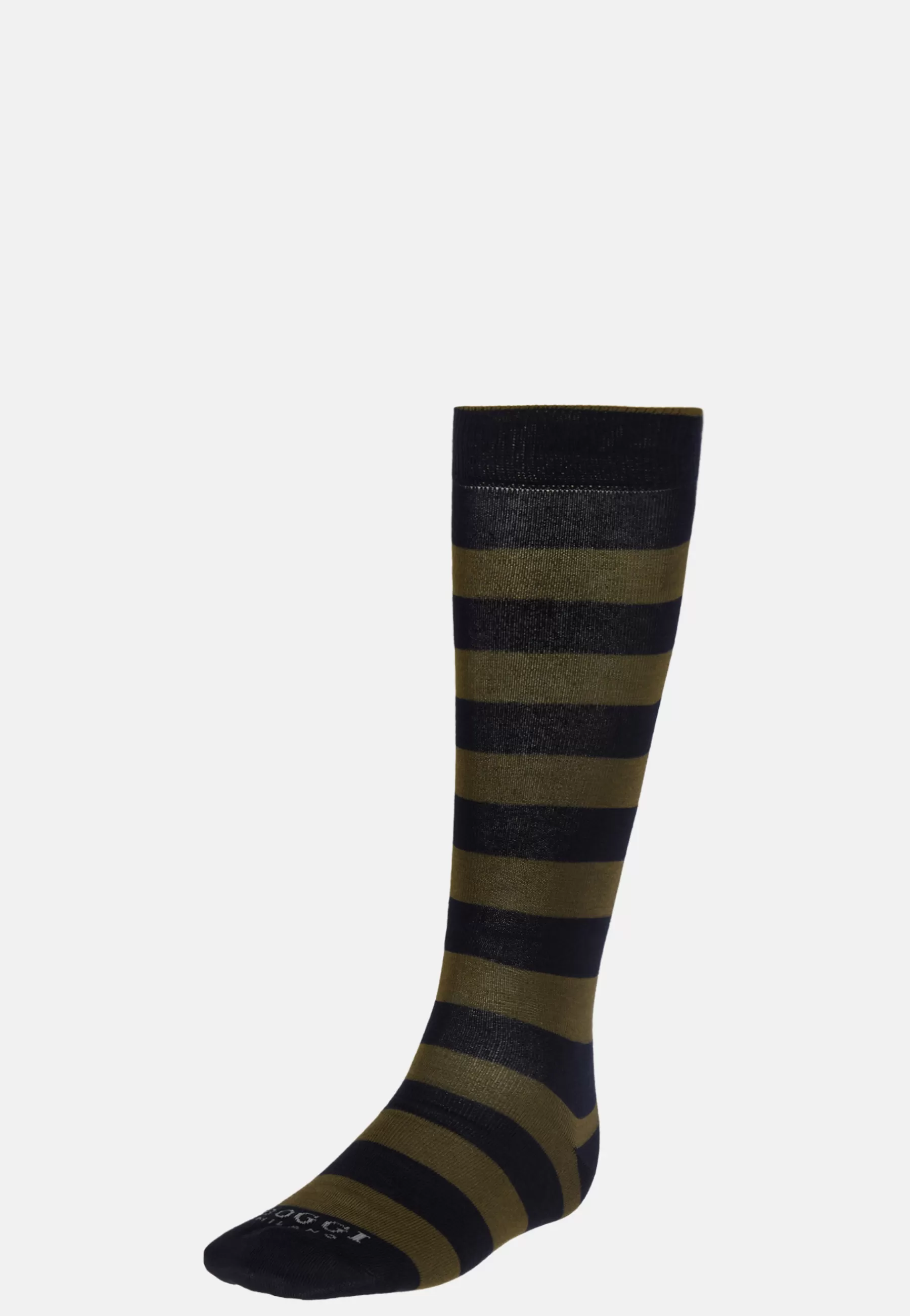 Socks^Boggi Milano Socks with Macro Striped Pattern in Cotton Blend Navy - Military