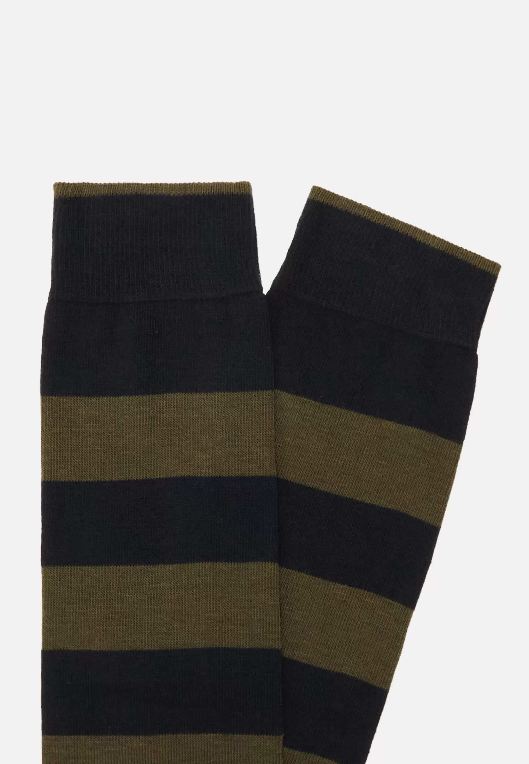 Socks^Boggi Milano Socks with Macro Striped Pattern in Cotton Blend Navy - Military