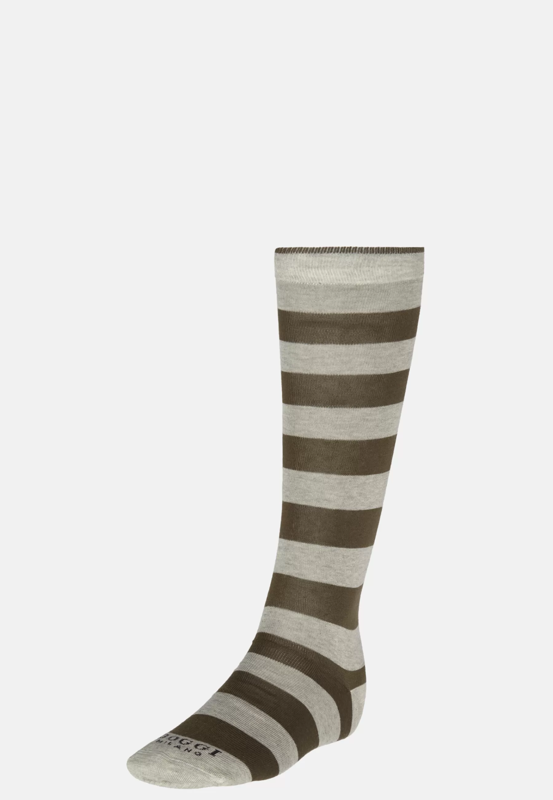 Socks^Boggi Milano Socks with Macro Striped Pattern in Cotton Blend Light grey