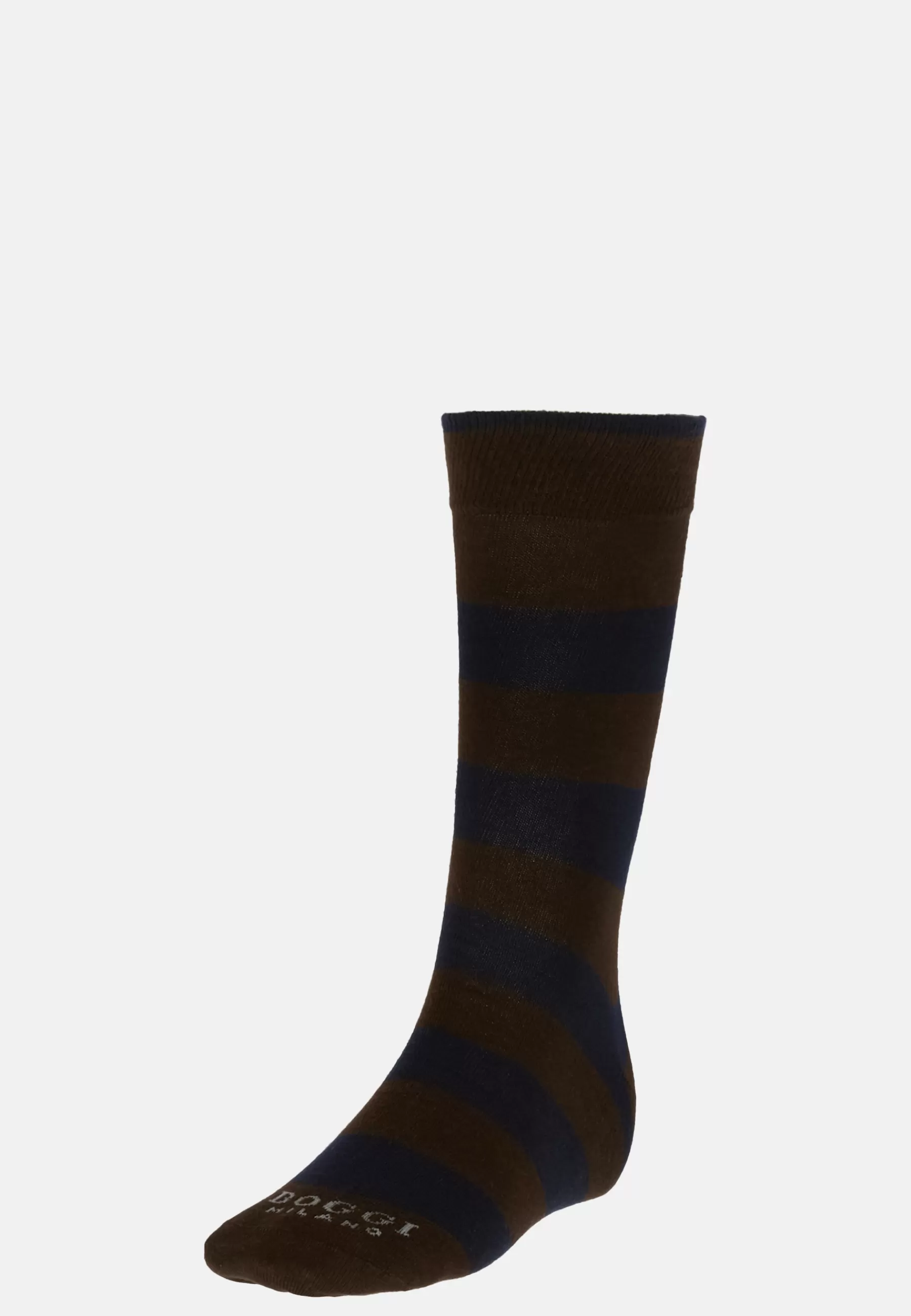 Socks^Boggi Milano Socks with Macro Striped Pattern in Cotton Blend Navy blue