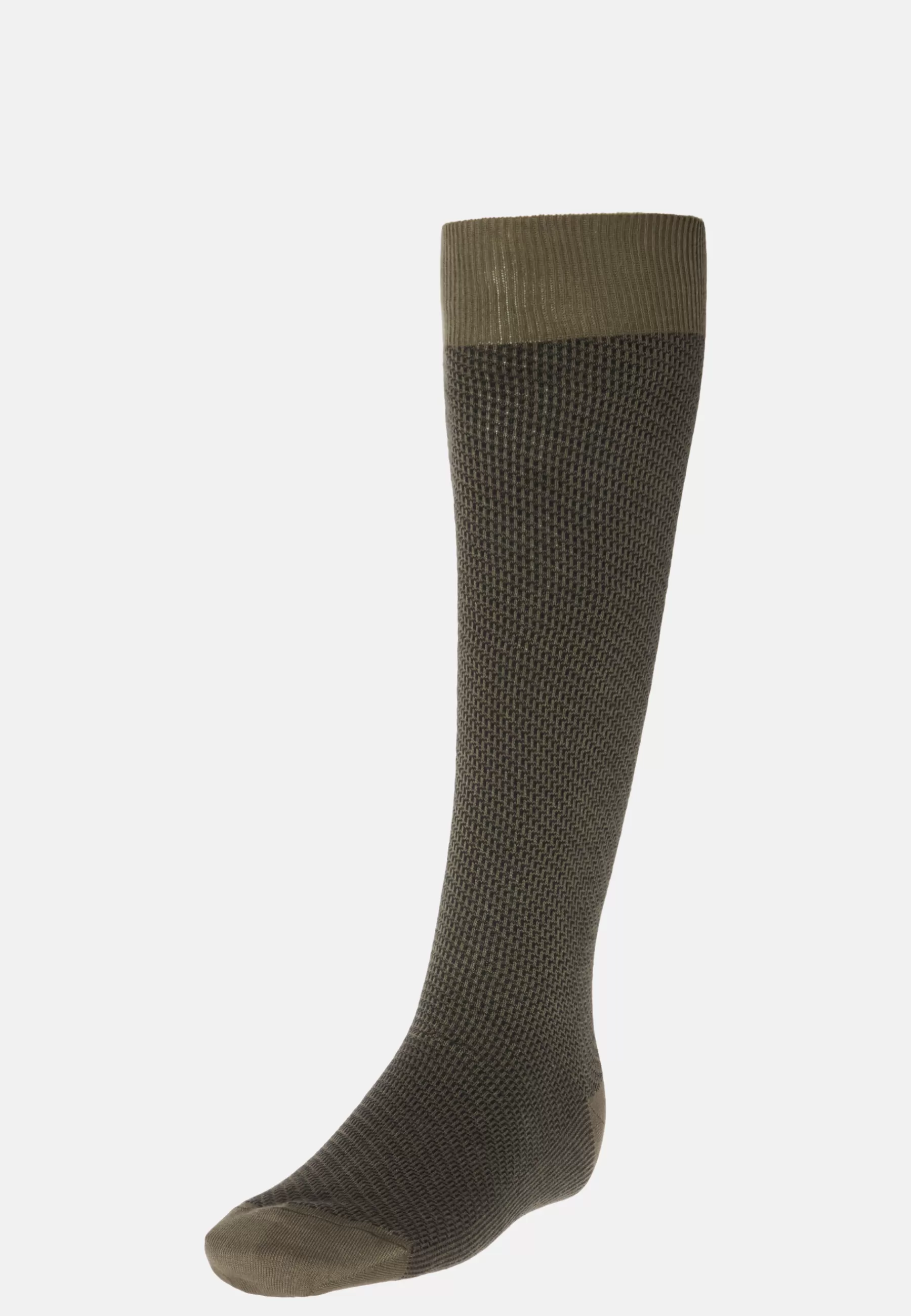 Socks^Boggi Milano Socks with Micro Pattern in Organic Cotton Military Green