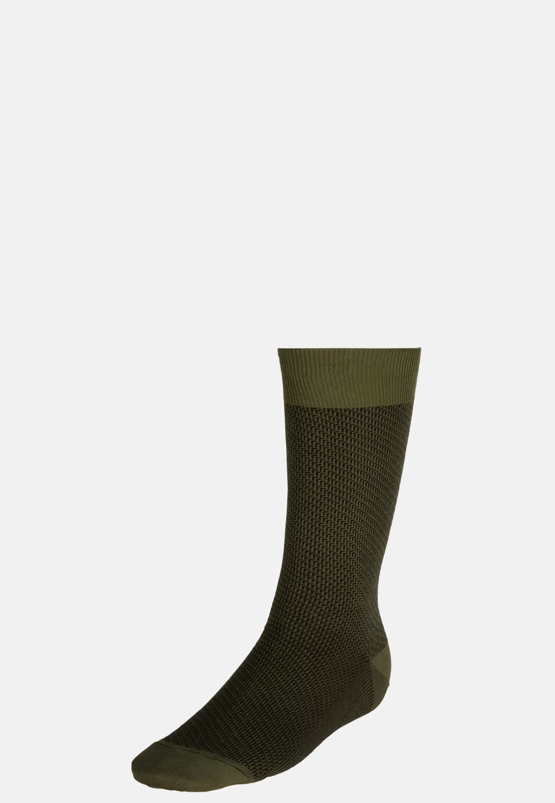 Socks^Boggi Milano Socks with Micro Pattern in Organic Cotton Military Green