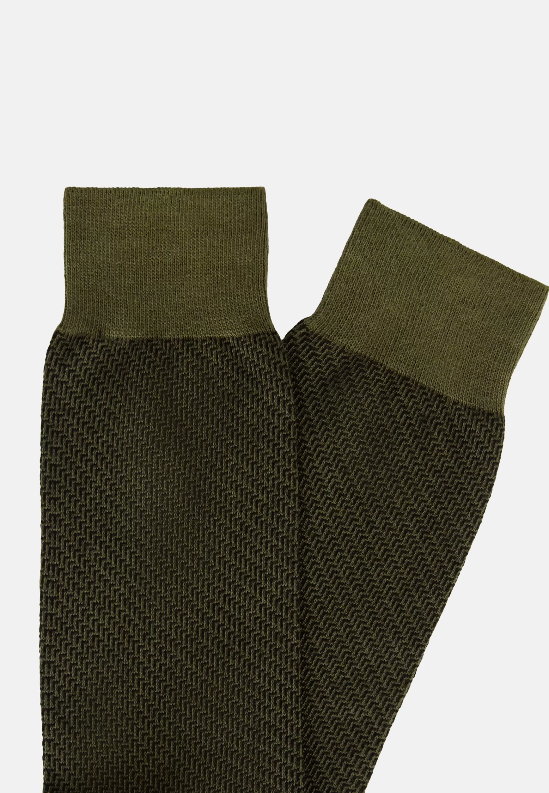 Socks^Boggi Milano Socks with Micro Pattern in Organic Cotton Military Green