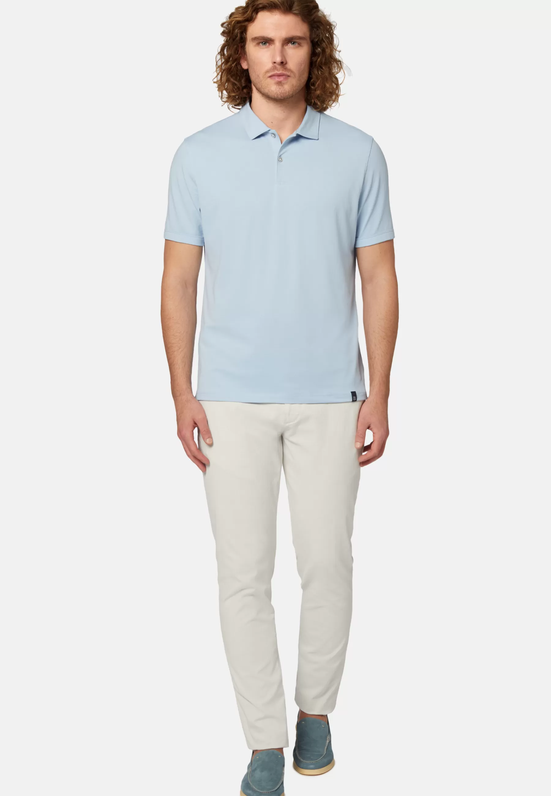 Polo^Boggi Milano Spring High-Performance Piqué Polo Shirt Light Blue