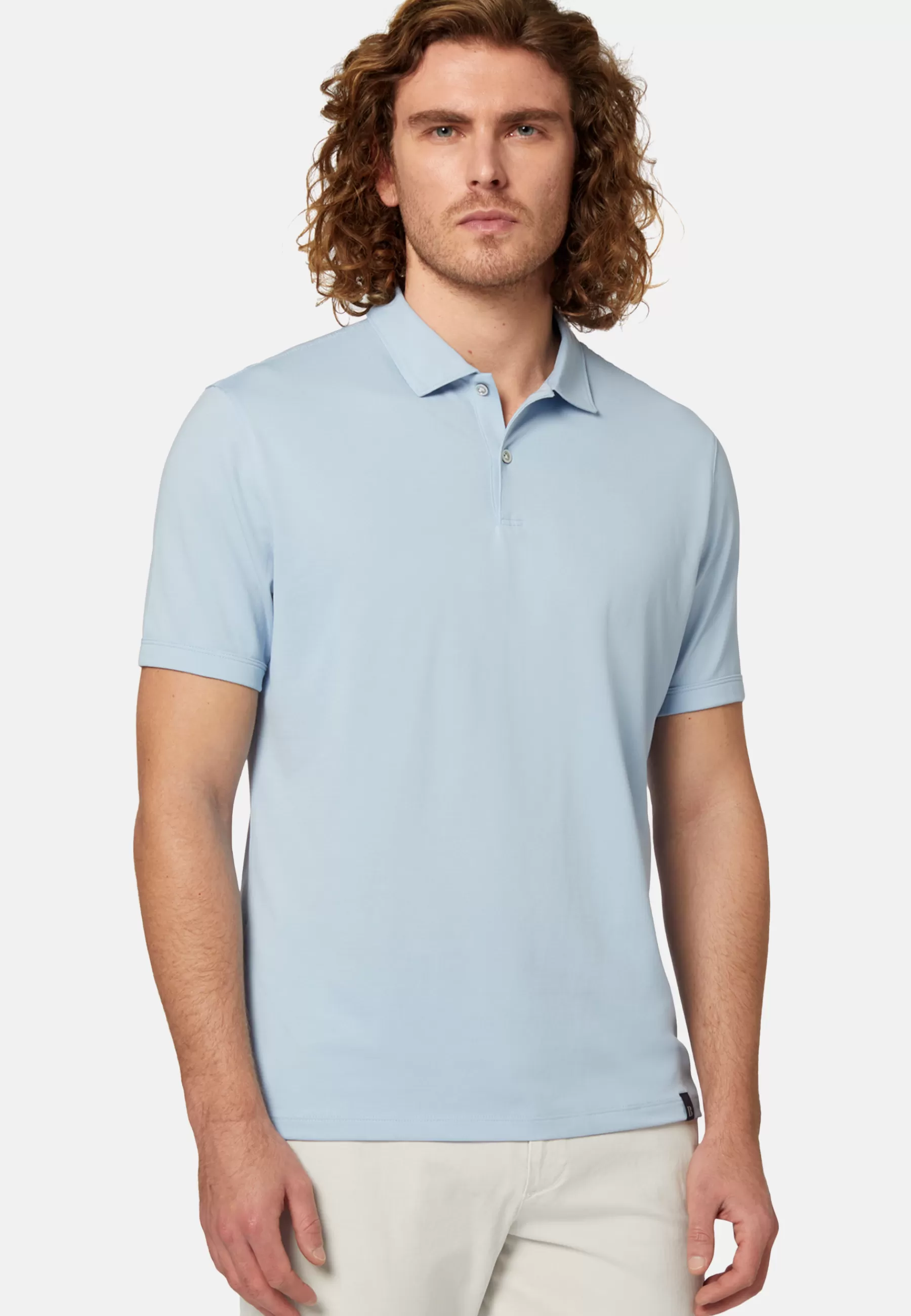 Polo^Boggi Milano Spring High-Performance Piqué Polo Shirt Light Blue