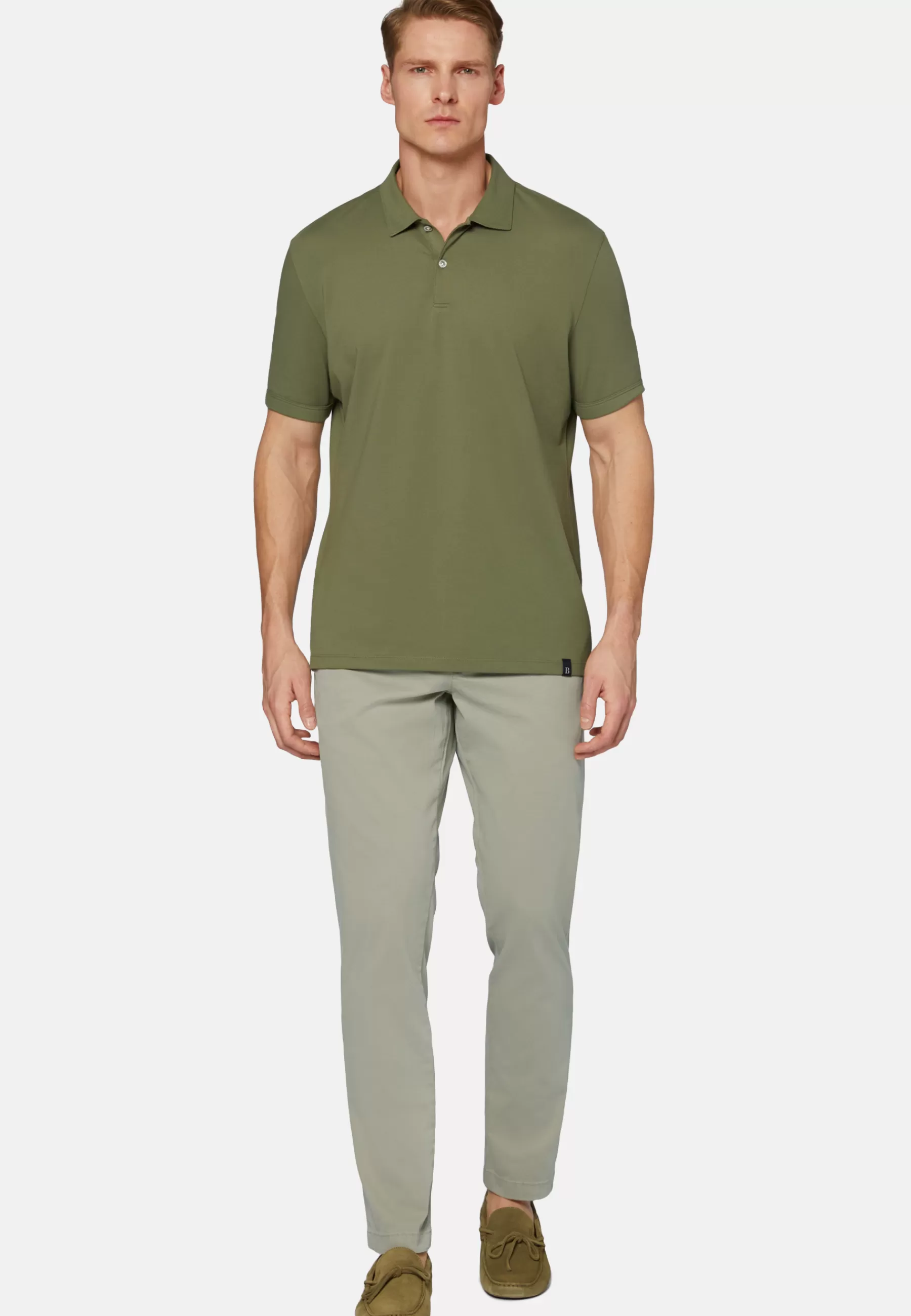 Polo^Boggi Milano Spring High-Performance Piqué Polo Shirt Military Green