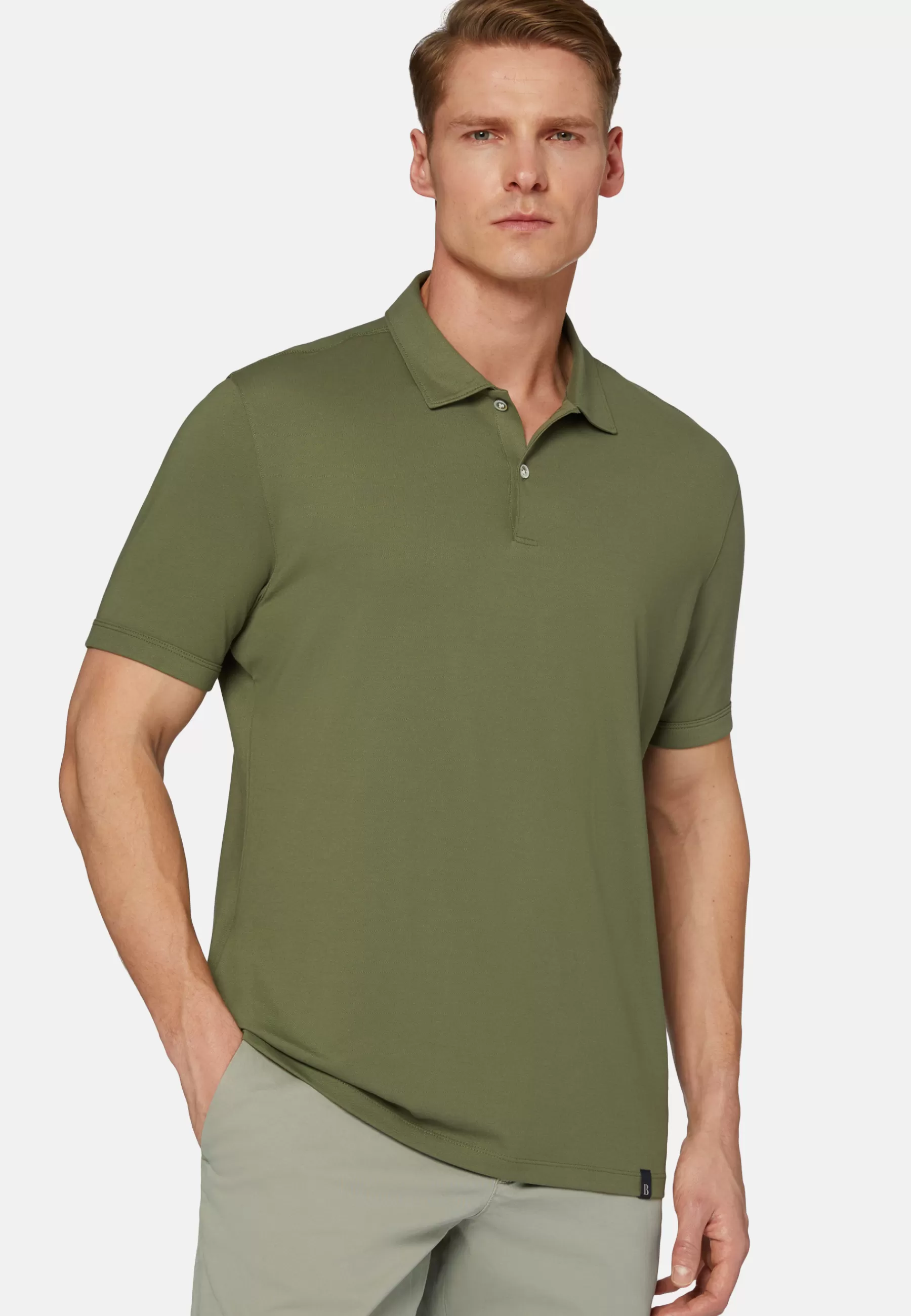 Polo^Boggi Milano Spring High-Performance Piqué Polo Shirt Military Green