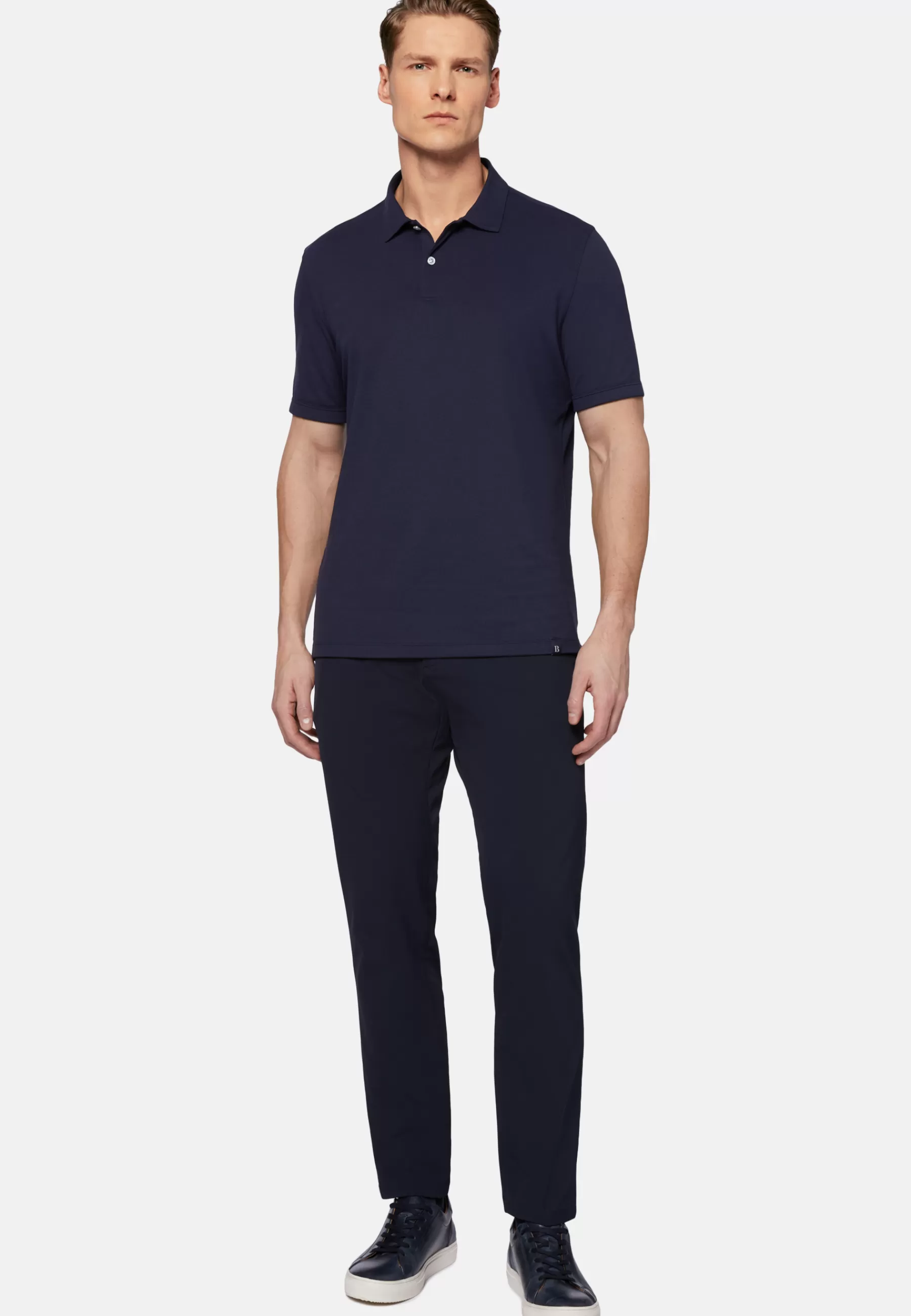 Polo^Boggi Milano Spring High-Performance Piqué Polo Shirt Navy blue