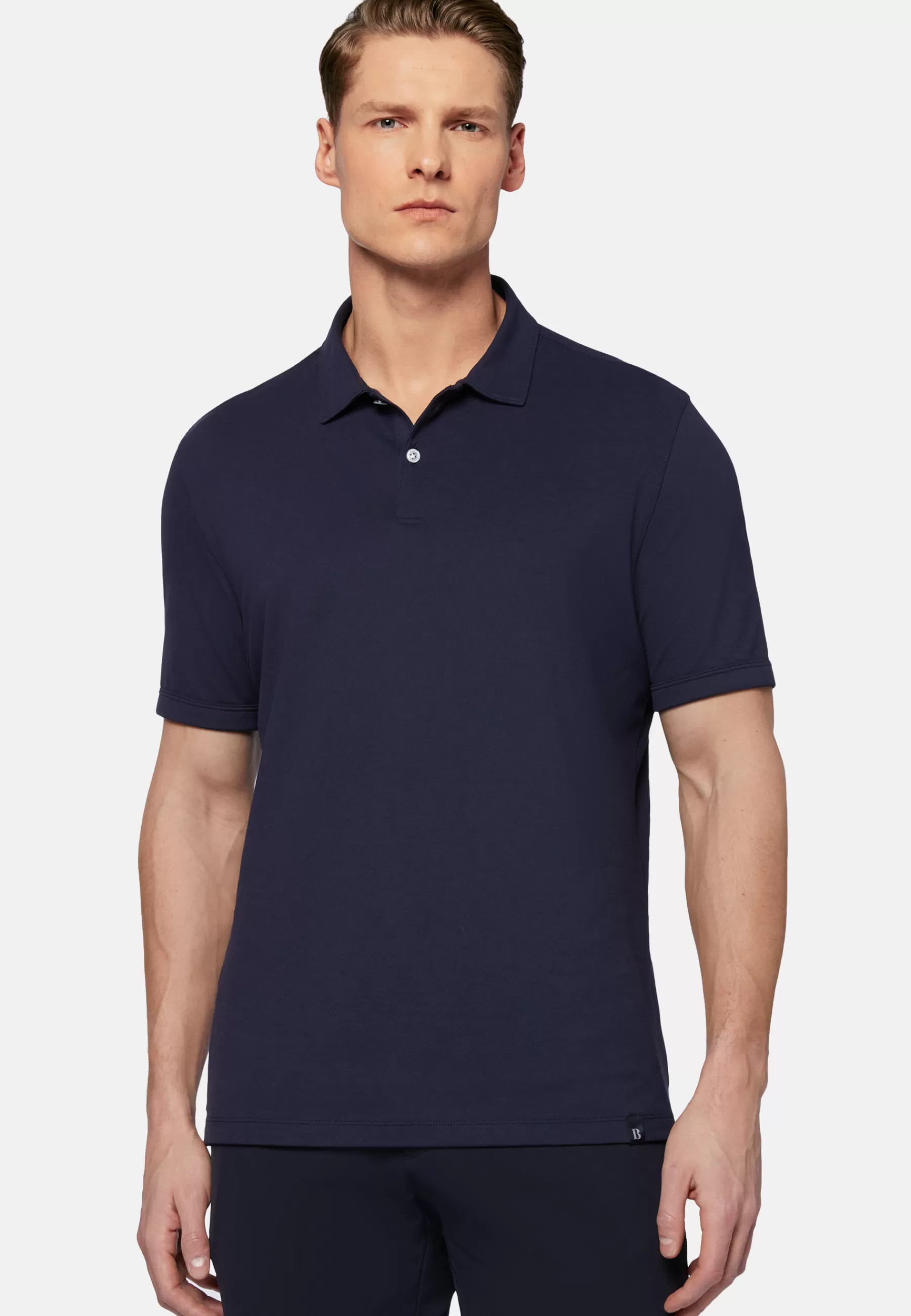 Polo^Boggi Milano Spring High-Performance Piqué Polo Shirt Navy blue