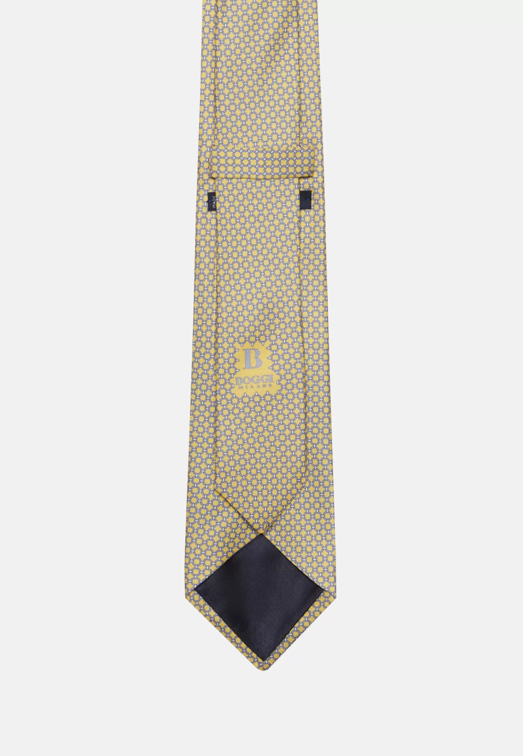 Ties^Boggi Milano Stirrup Pattern Silk Tie Yellow