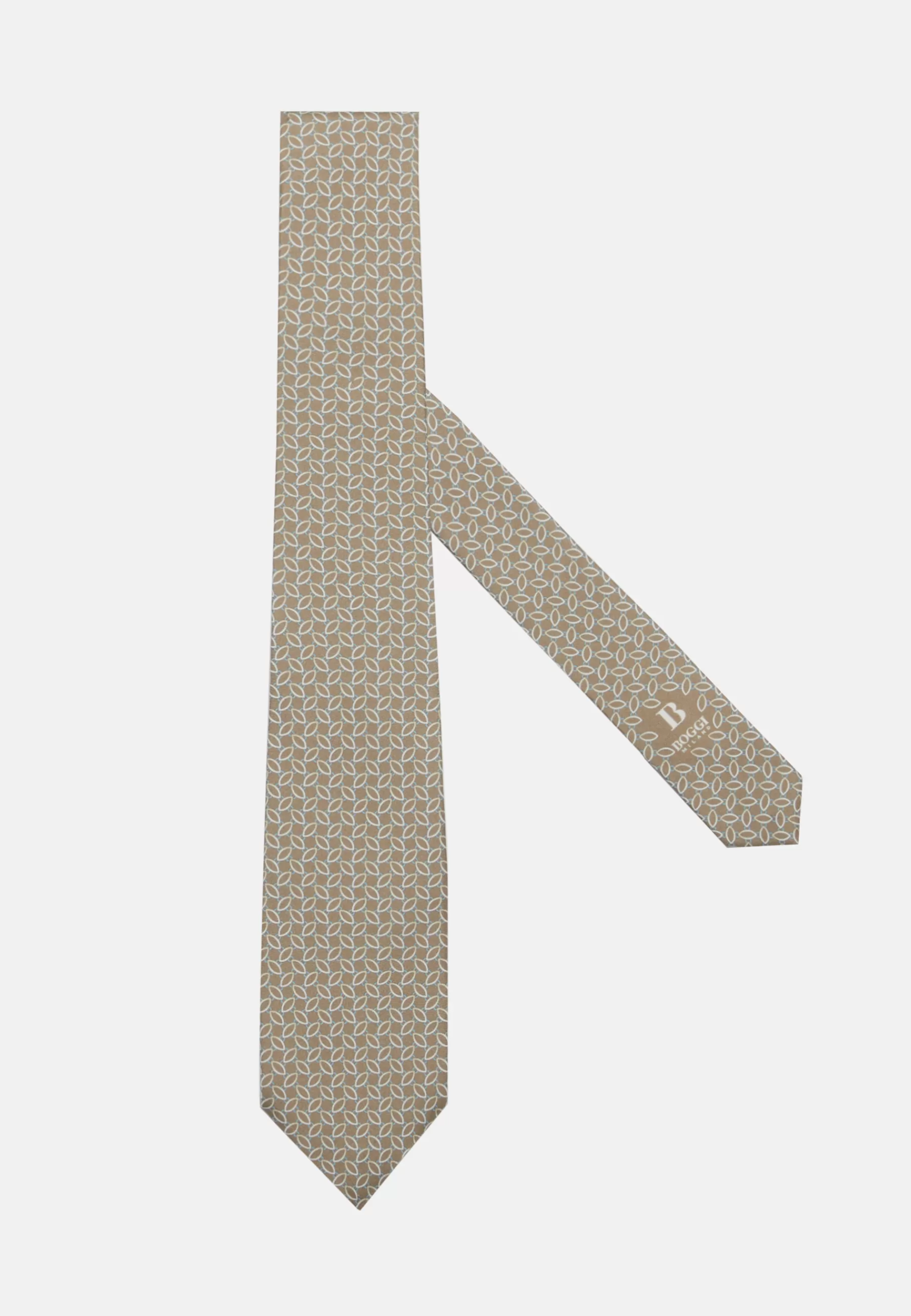 Ties^Boggi Milano Stirrup Pattern Silk Tie Taupe