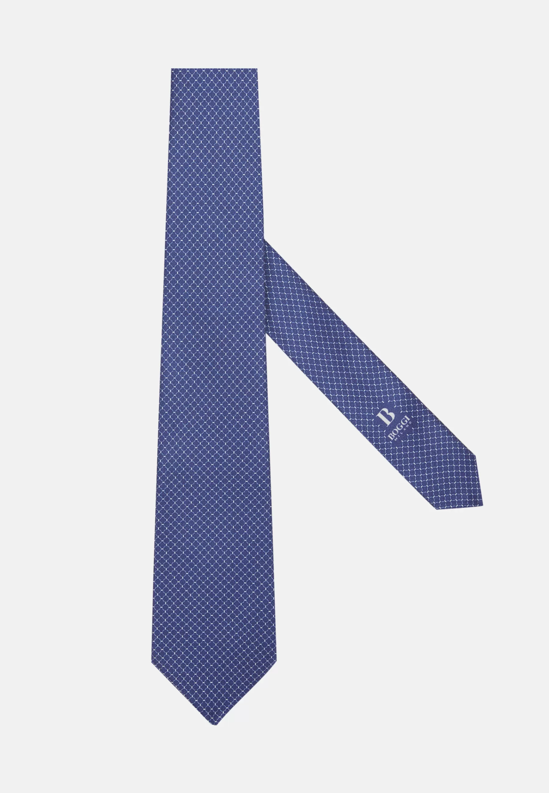 Ties^Boggi Milano Stirrup Pattern Silk Tie Navy blue