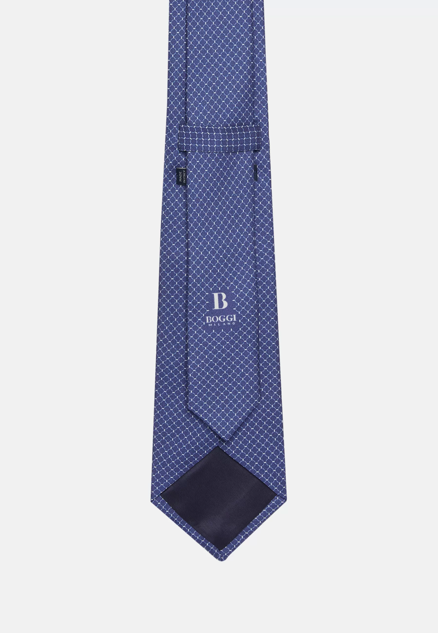 Ties^Boggi Milano Stirrup Pattern Silk Tie Navy blue