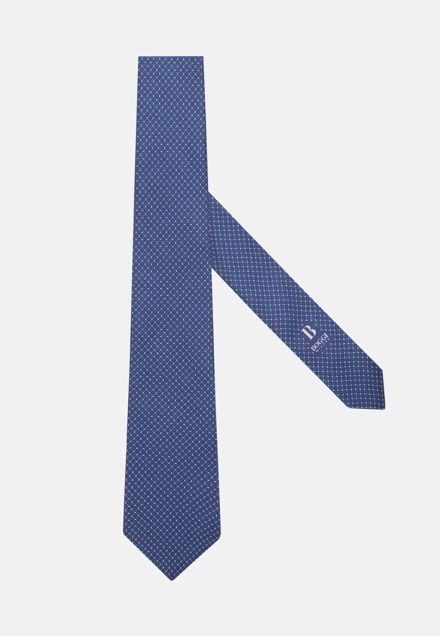 Ties^Boggi Milano Stirrup Pattern Silk Tie Navy - Green