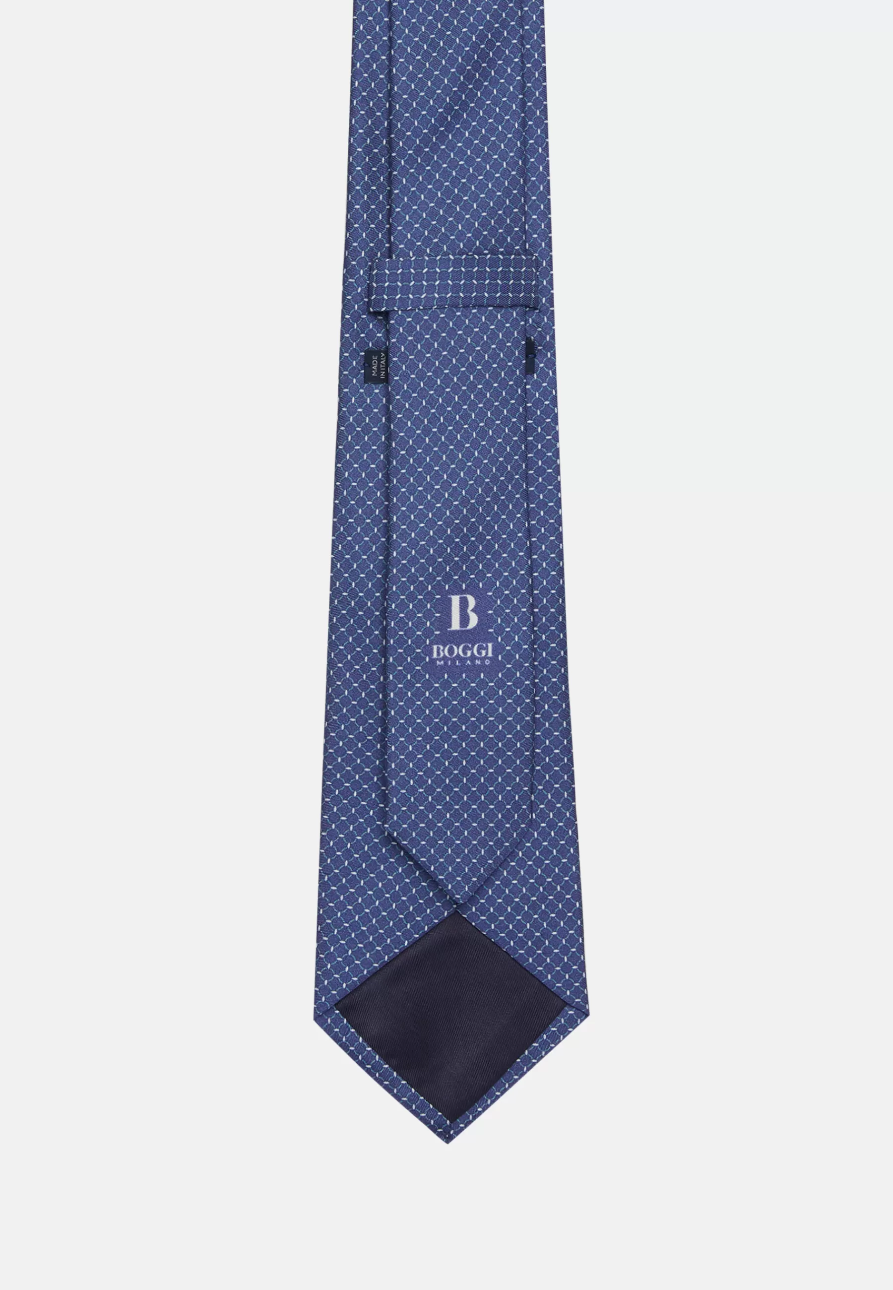 Ties^Boggi Milano Stirrup Pattern Silk Tie Navy - Green