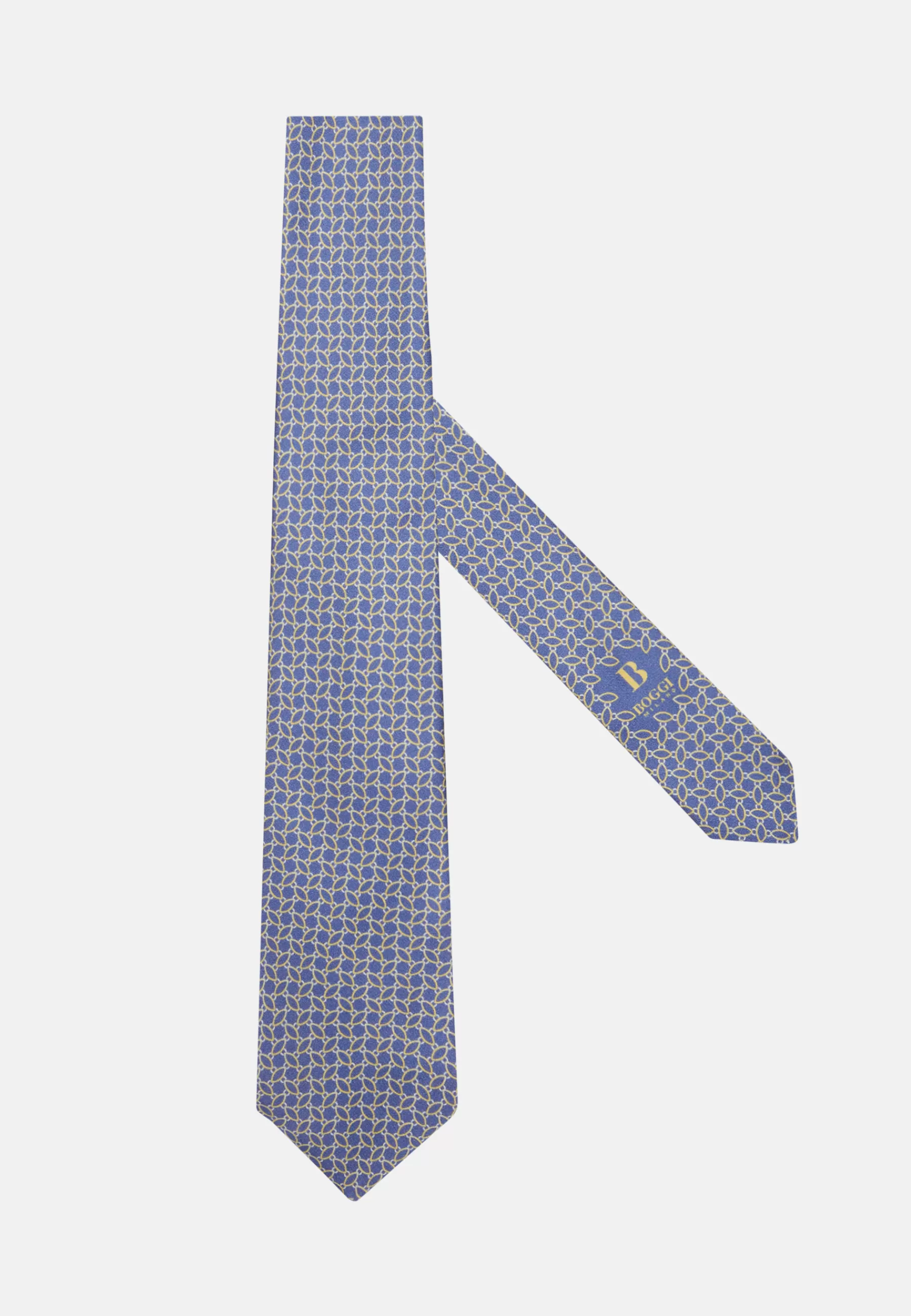 Ties^Boggi Milano Stirrup Pattern Silk Tie Blue