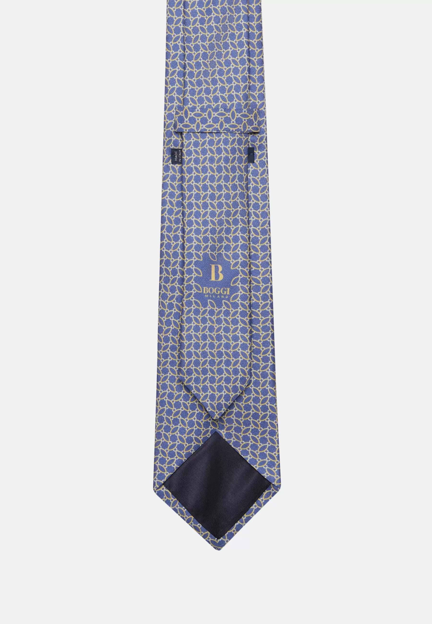 Ties^Boggi Milano Stirrup Pattern Silk Tie Blue