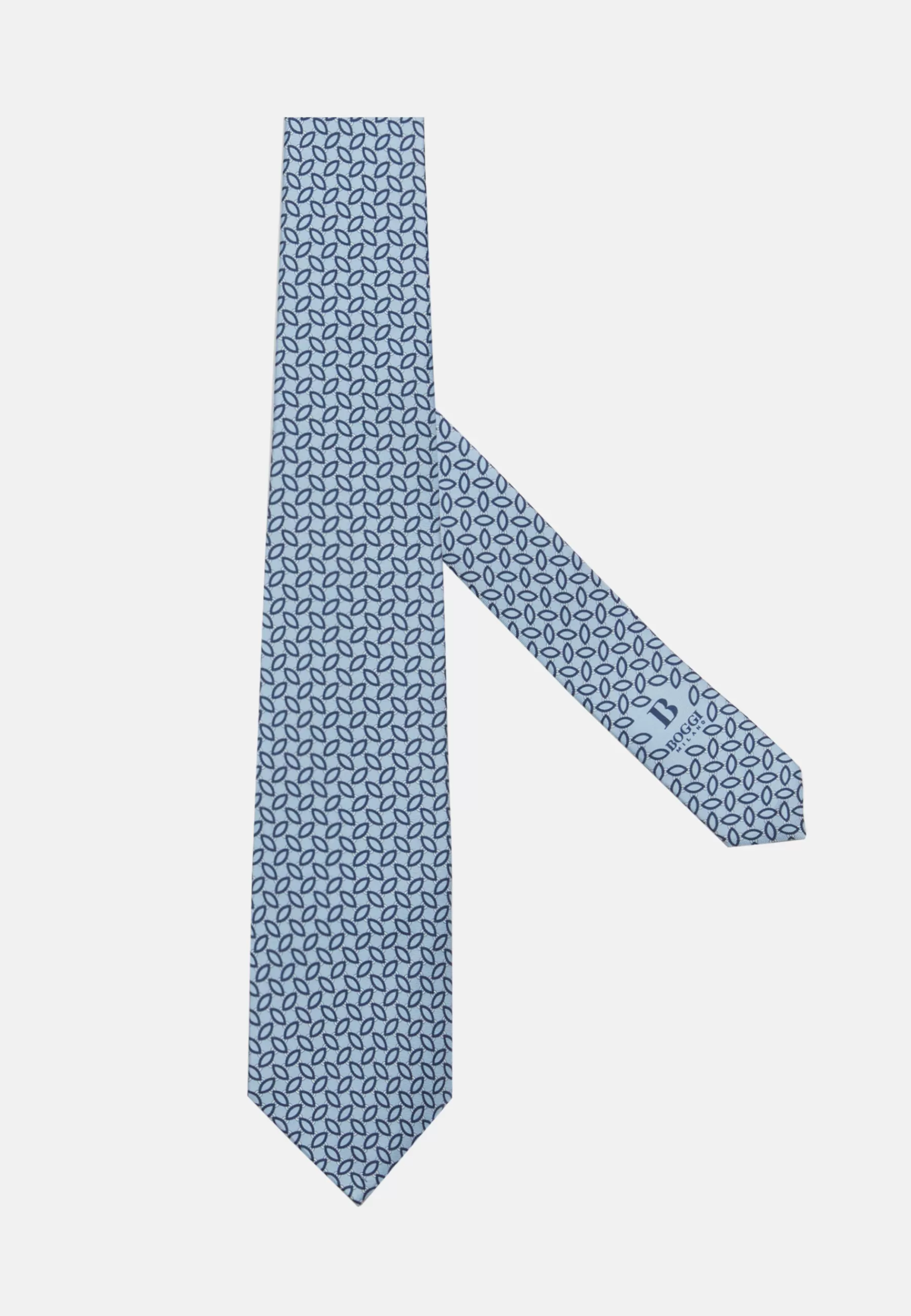 Ties^Boggi Milano Stirrup Pattern Silk Tie Light Blue