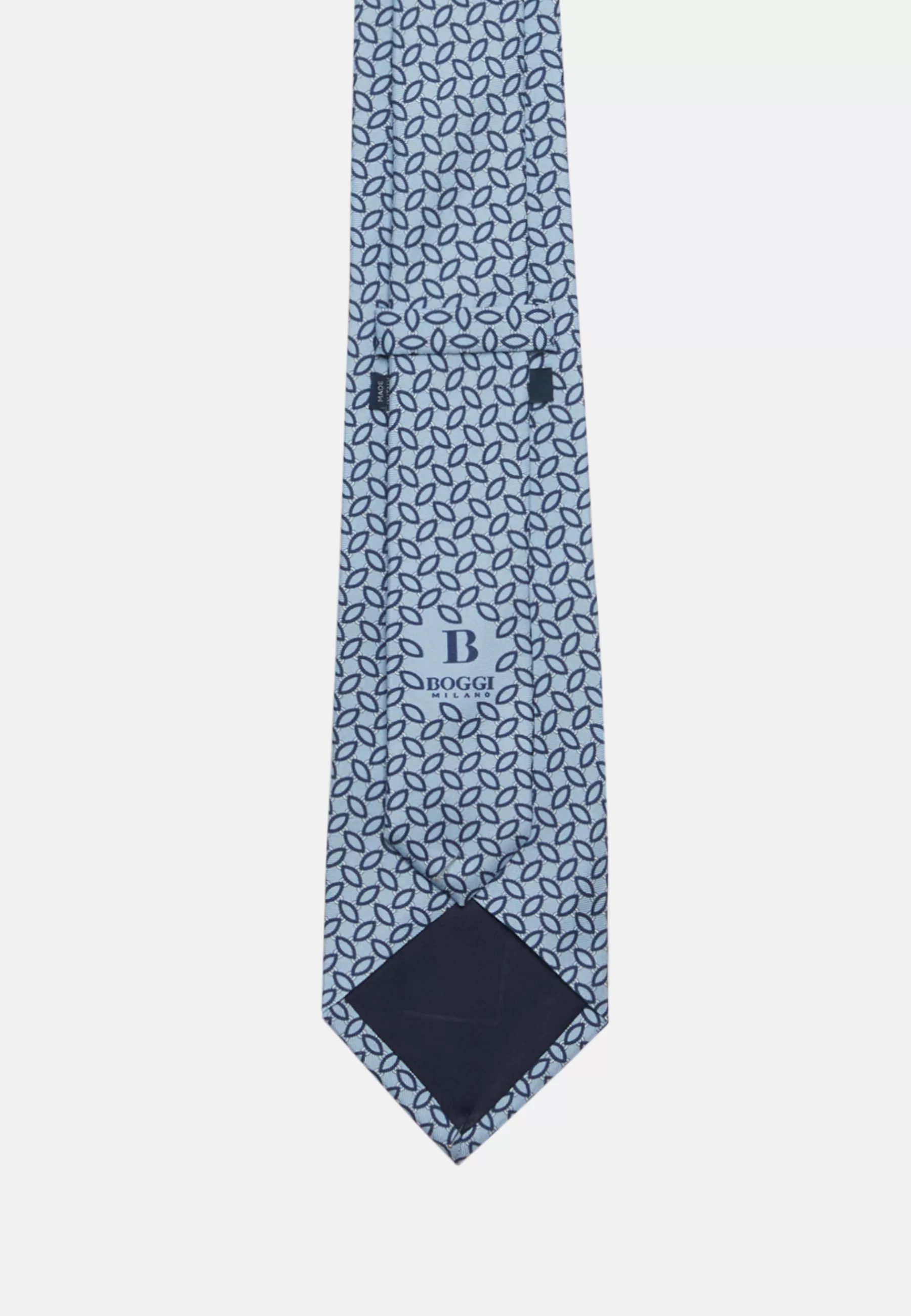 Ties^Boggi Milano Stirrup Pattern Silk Tie Light Blue