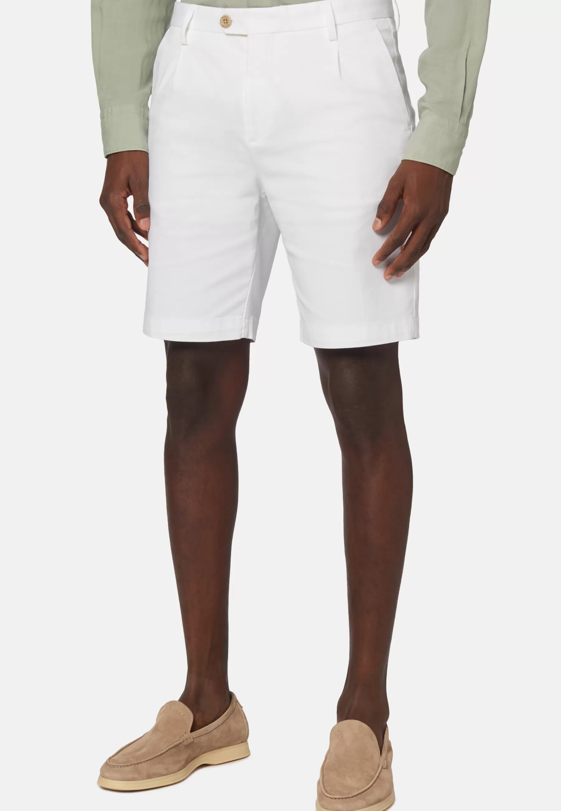 Bermuda^Boggi Milano Stretch Cotton and Tencel Bermuda Shorts White