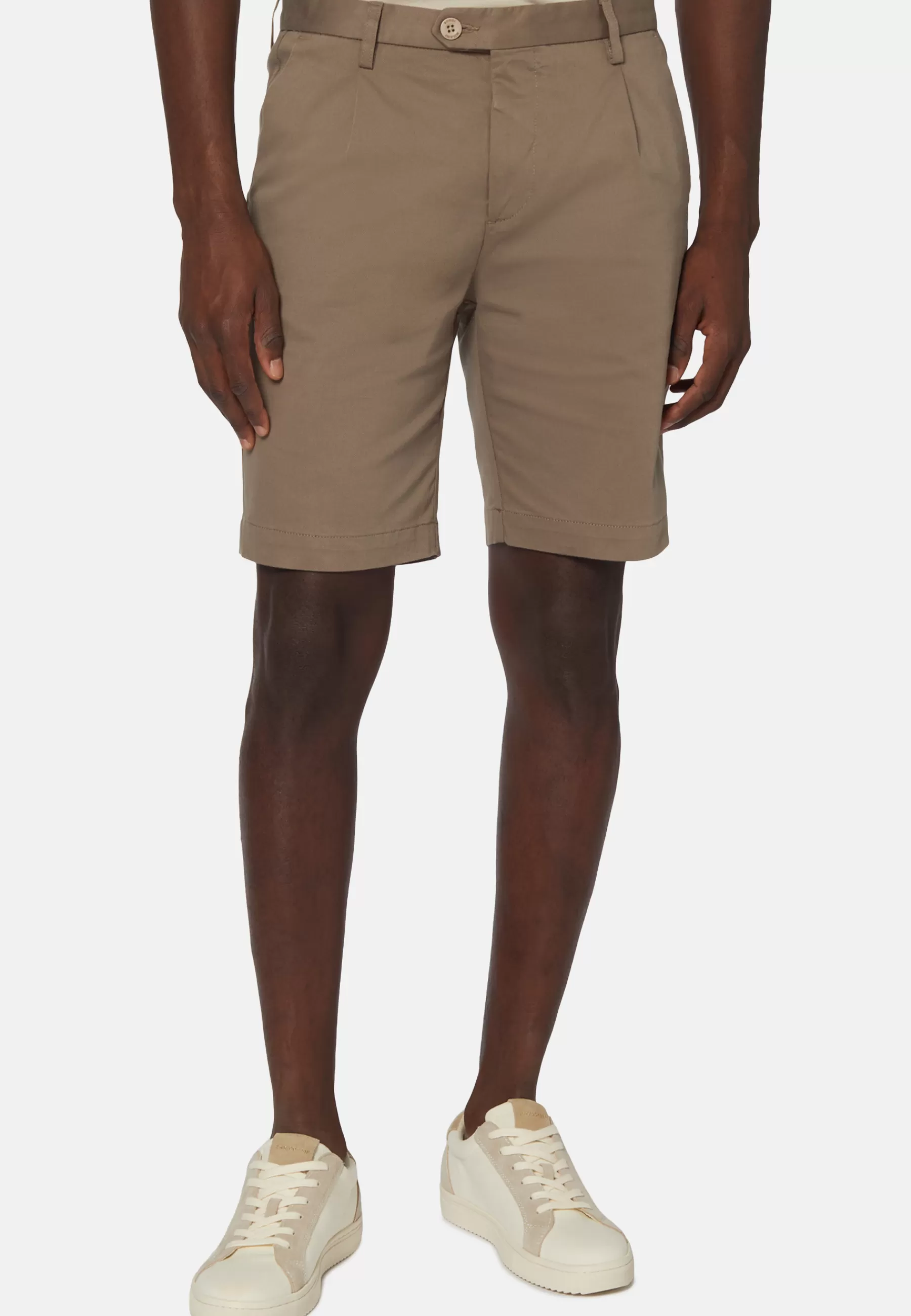 Bermuda^Boggi Milano Stretch Cotton and Tencel Bermuda Shorts Taupe