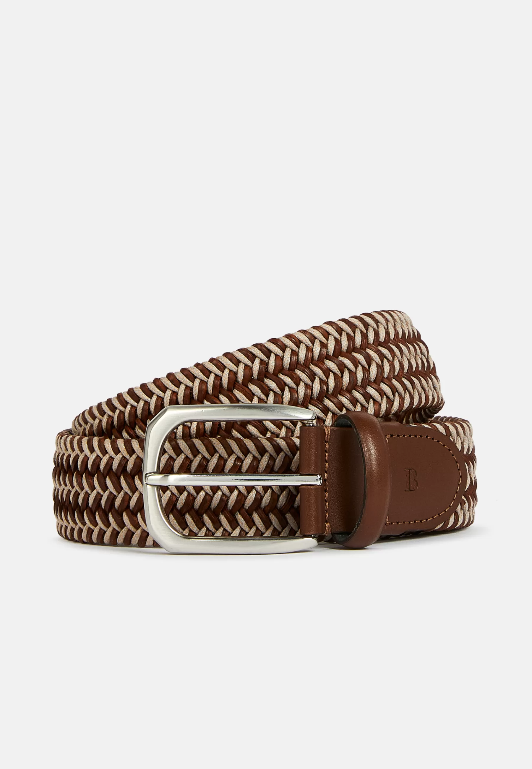 Belts^Boggi Milano Stretch Cotton Blend Woven Belt Brown