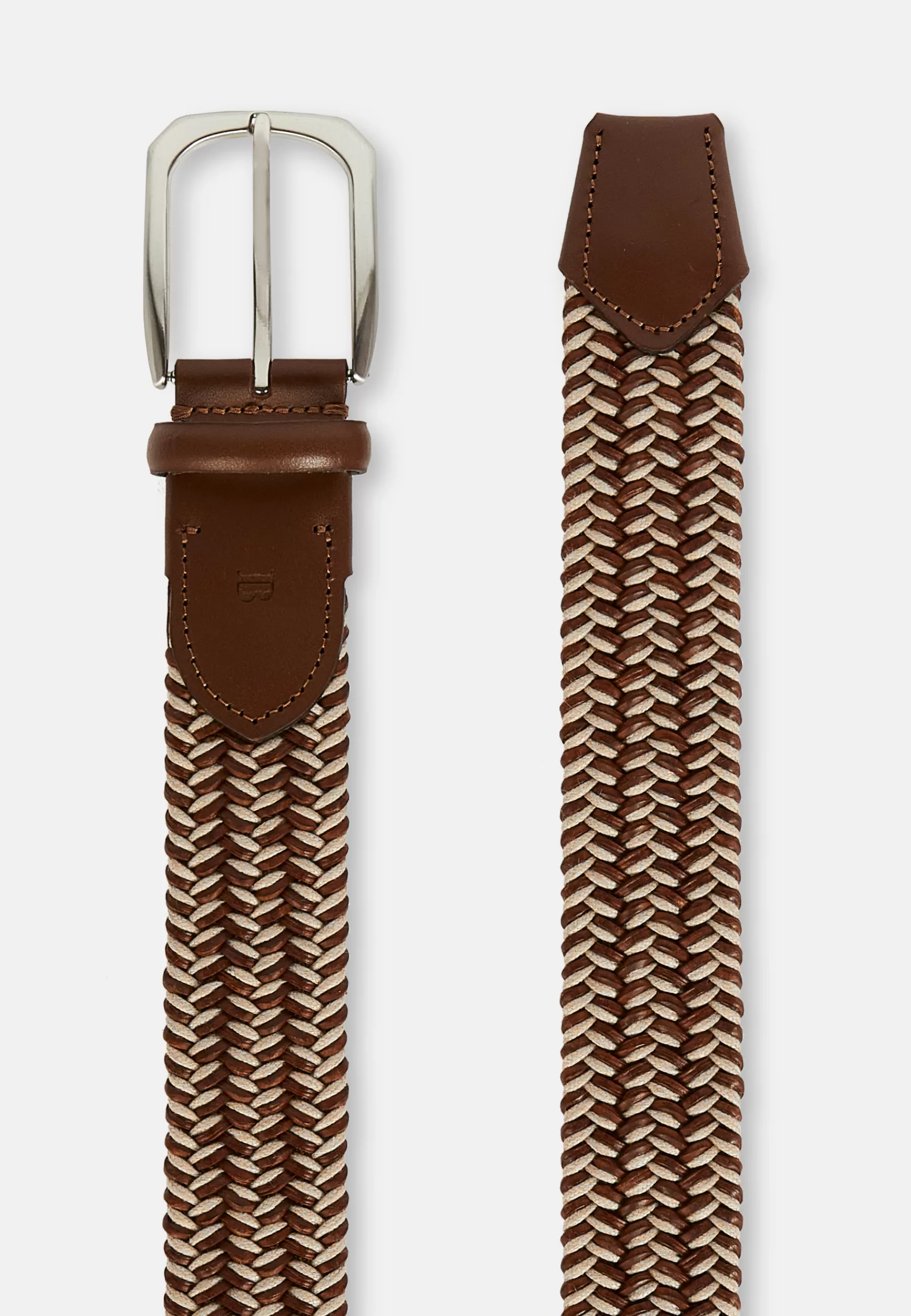 Belts^Boggi Milano Stretch Cotton Blend Woven Belt Brown