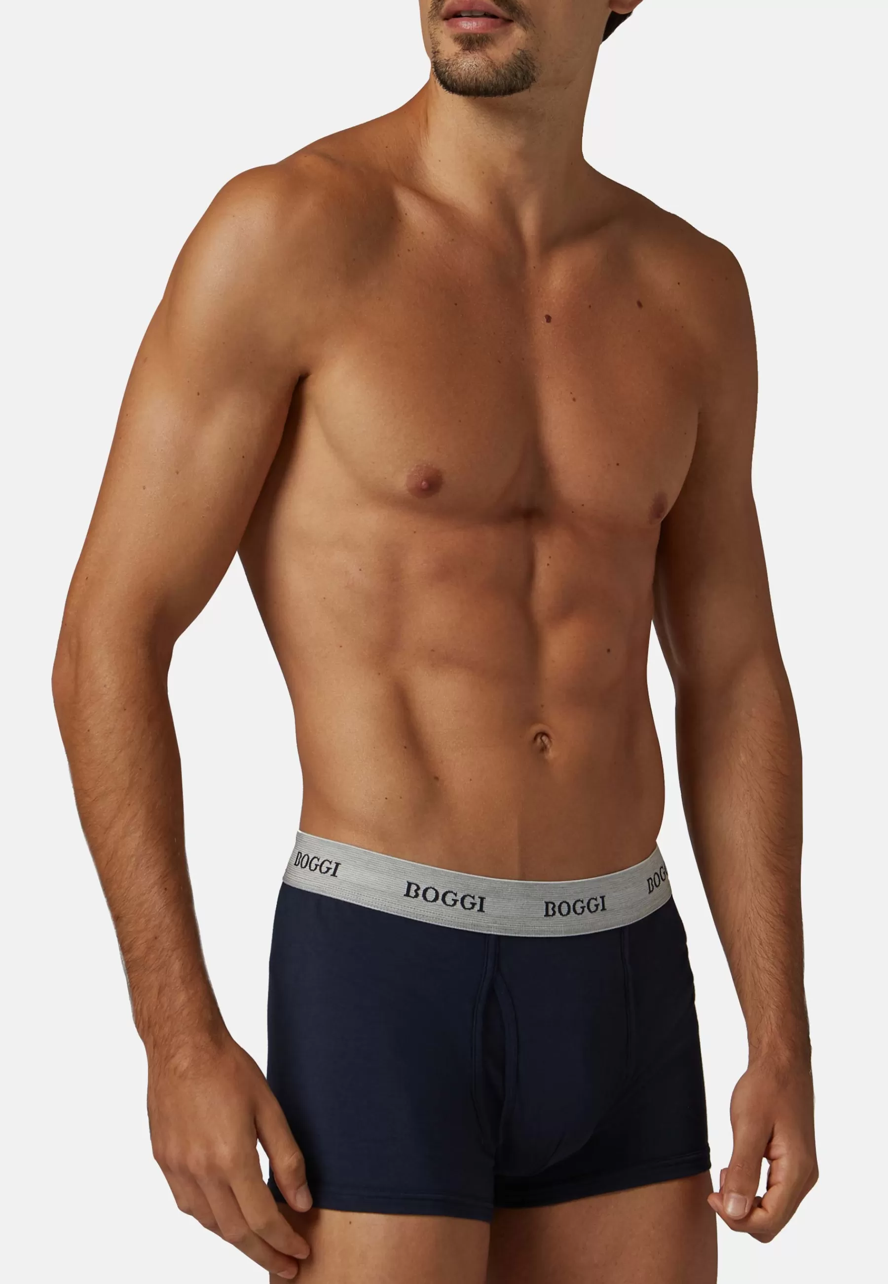 Underwear and Pajamas^Boggi Milano Stretch Cotton Jersey Boxer Shorts Navy blue