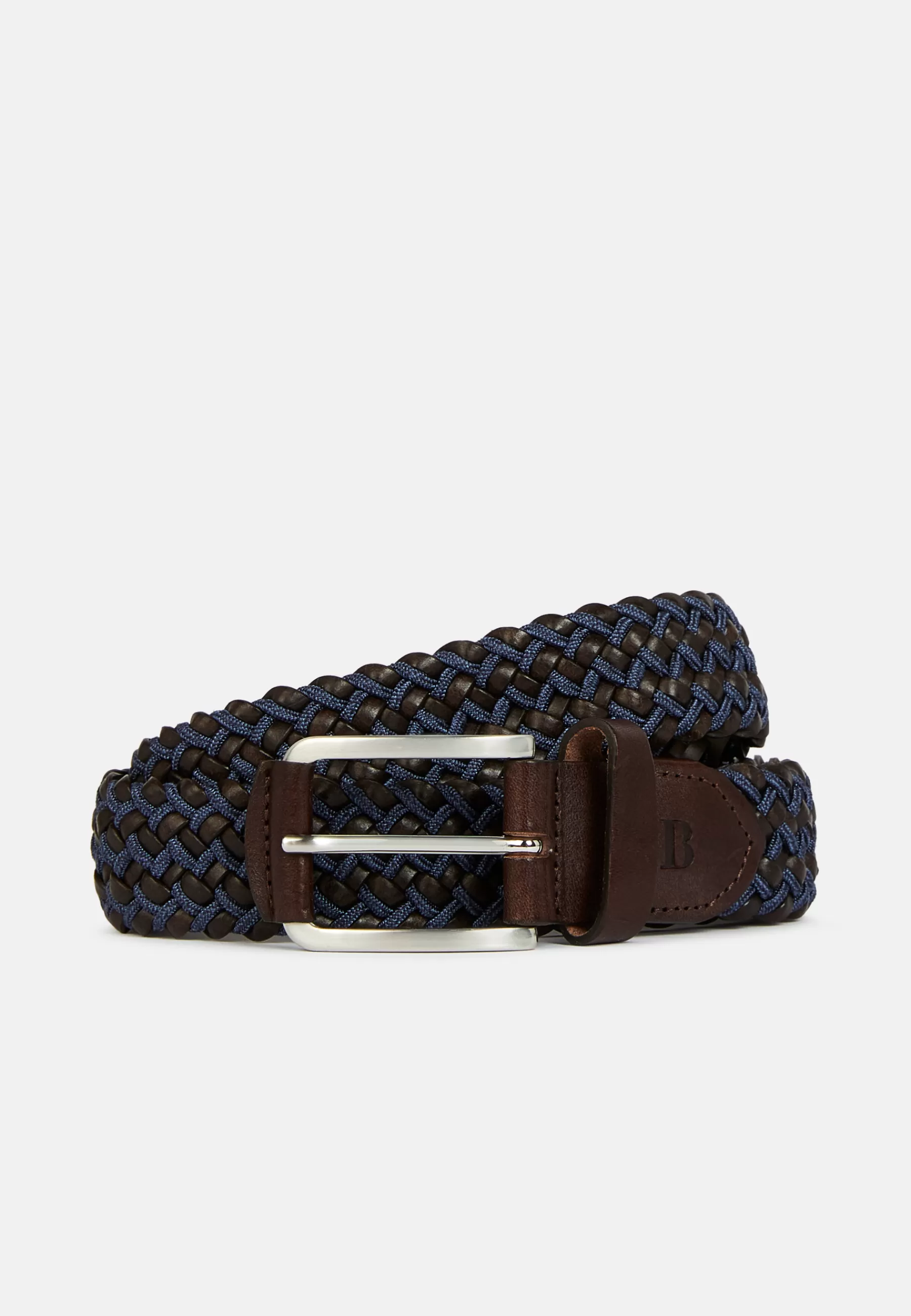 Belts^Boggi Milano Stretch Leather/Fabric Woven Belt Brown