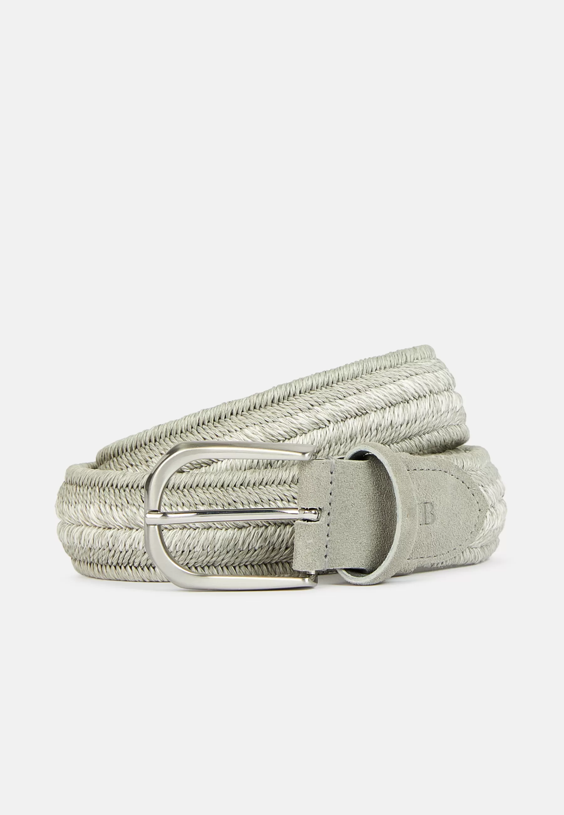 Belts^Boggi Milano Stretch Linen Blend Woven Belt Grey