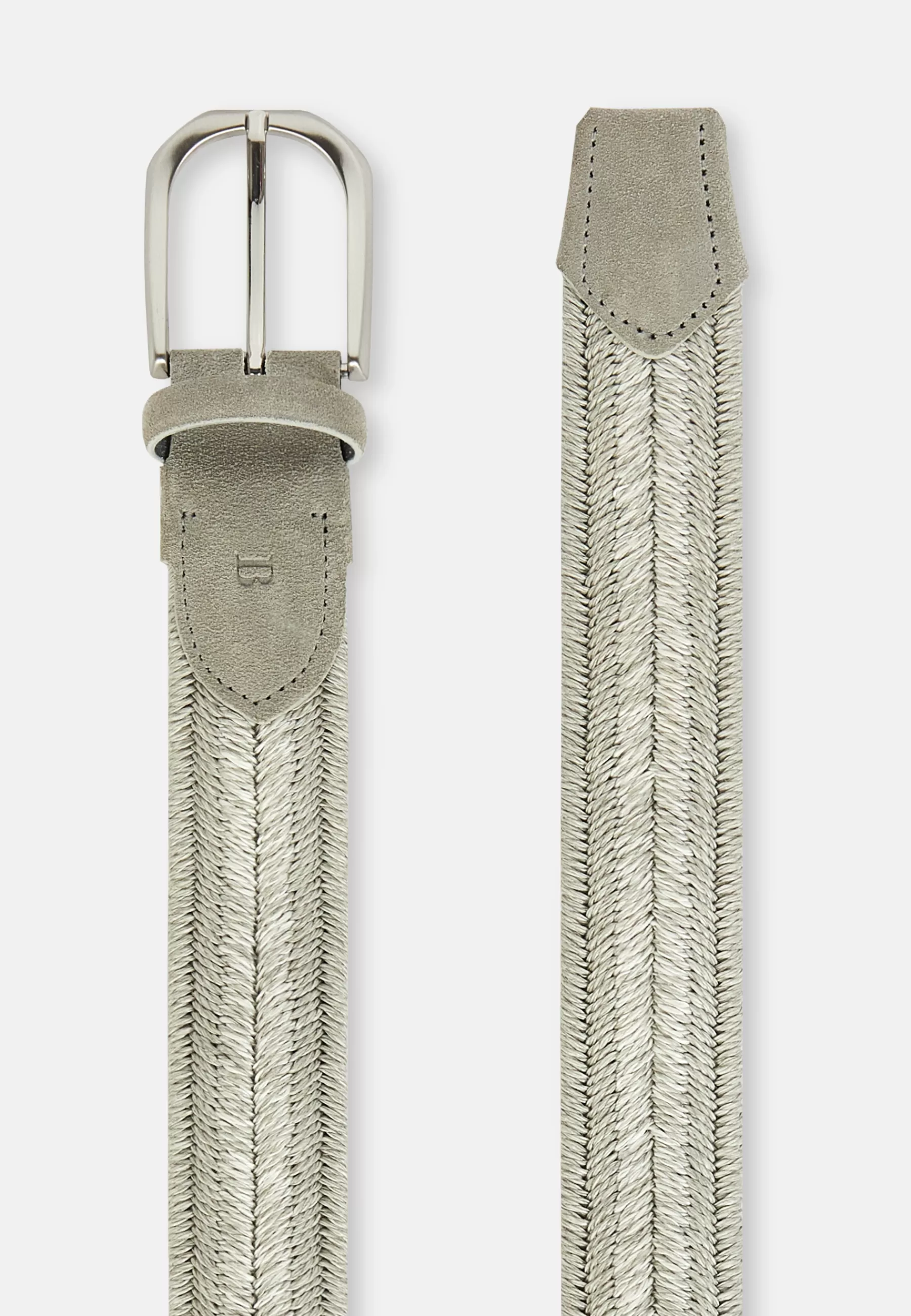 Belts^Boggi Milano Stretch Linen Blend Woven Belt Grey